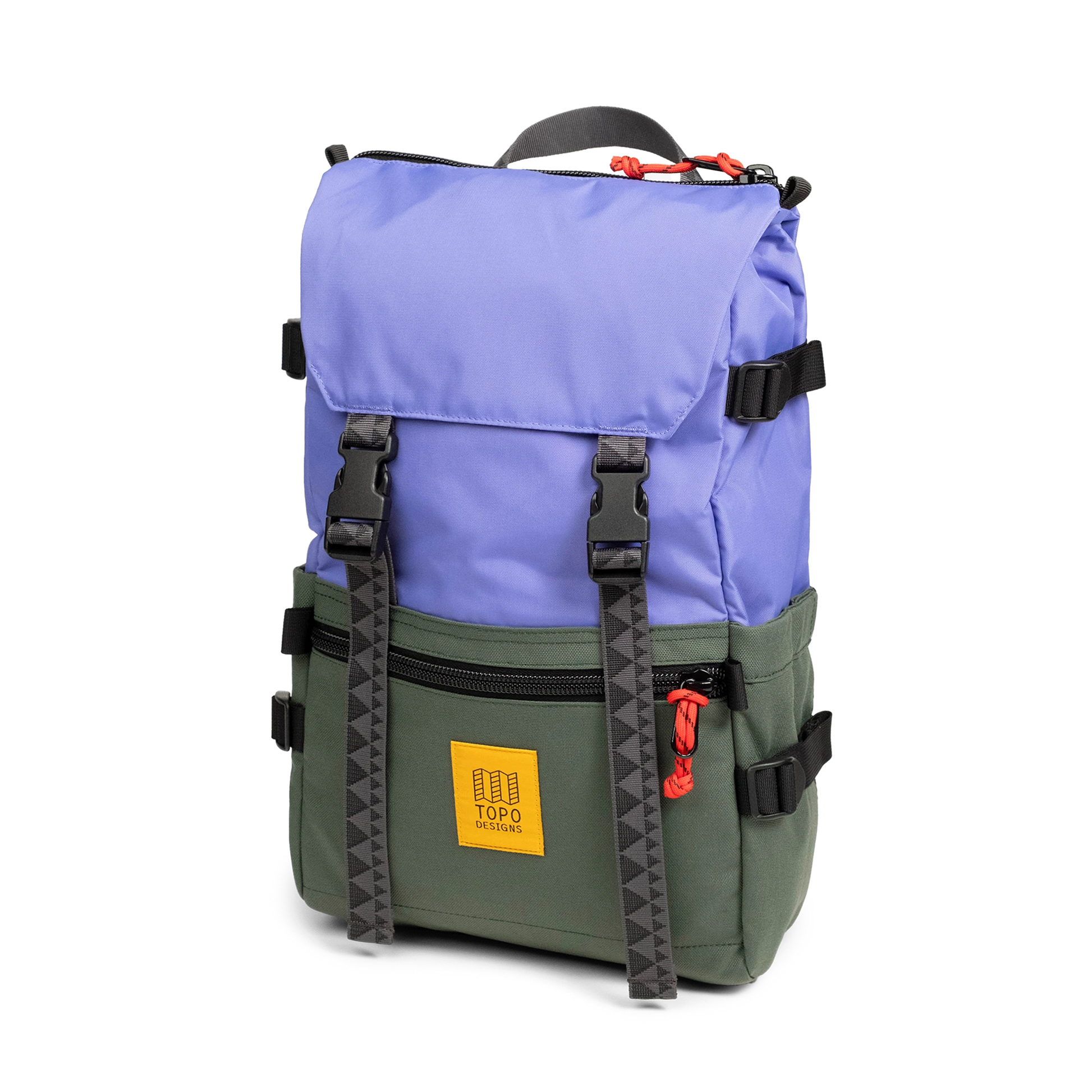 Front View of Topo Designs Rover Pack Classic in "Very Peri / Forest"