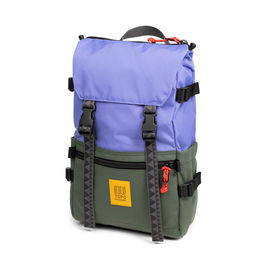 Front View of Topo Designs Rover Pack Classic in "Very Peri / Forest"