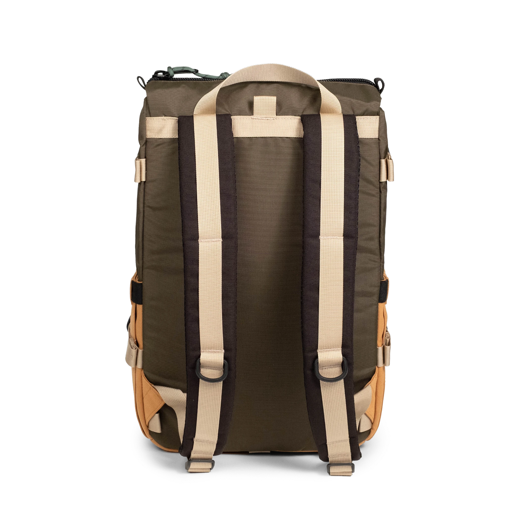 Back View of Topo Designs Rover Pack Classic in "Woodland / Brown Oak"