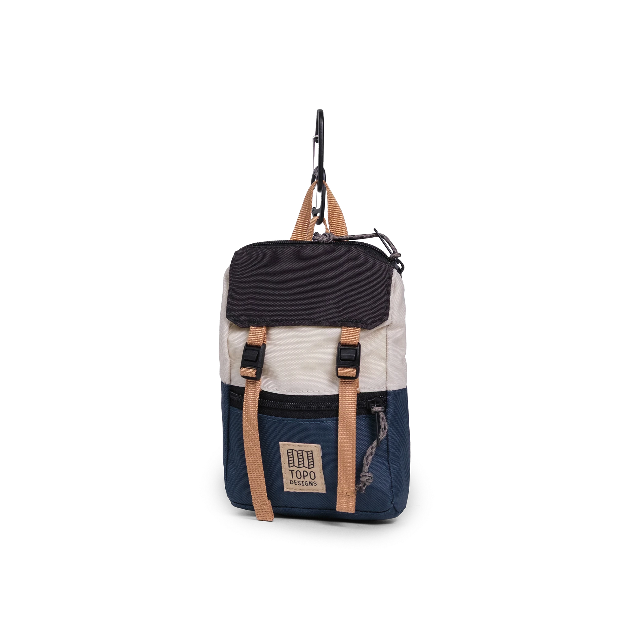Front View of Topo Designs Rover Pack Micro in "Bone White / Pond Blue"