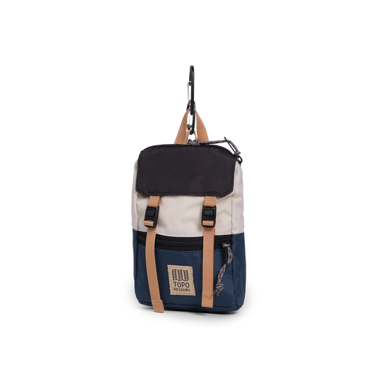 Front View of Topo Designs Rover Pack Micro in "Bone White / Pond Blue"