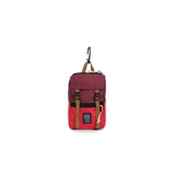 Front View of Topo Designs Rover Pack Micro in "Maroon / Salsa"
