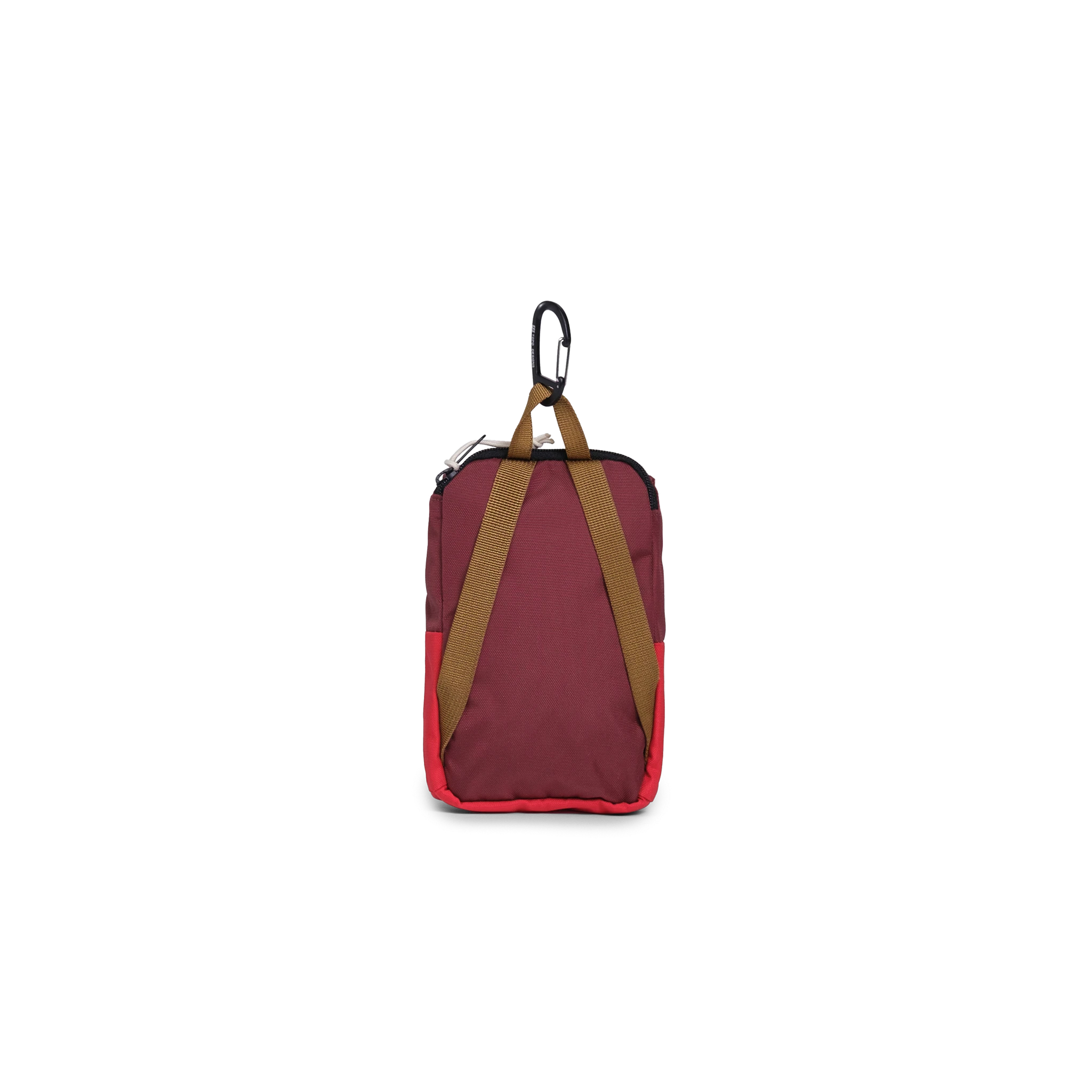 Back View of Topo Designs Rover Pack Micro in "Maroon / Salsa"