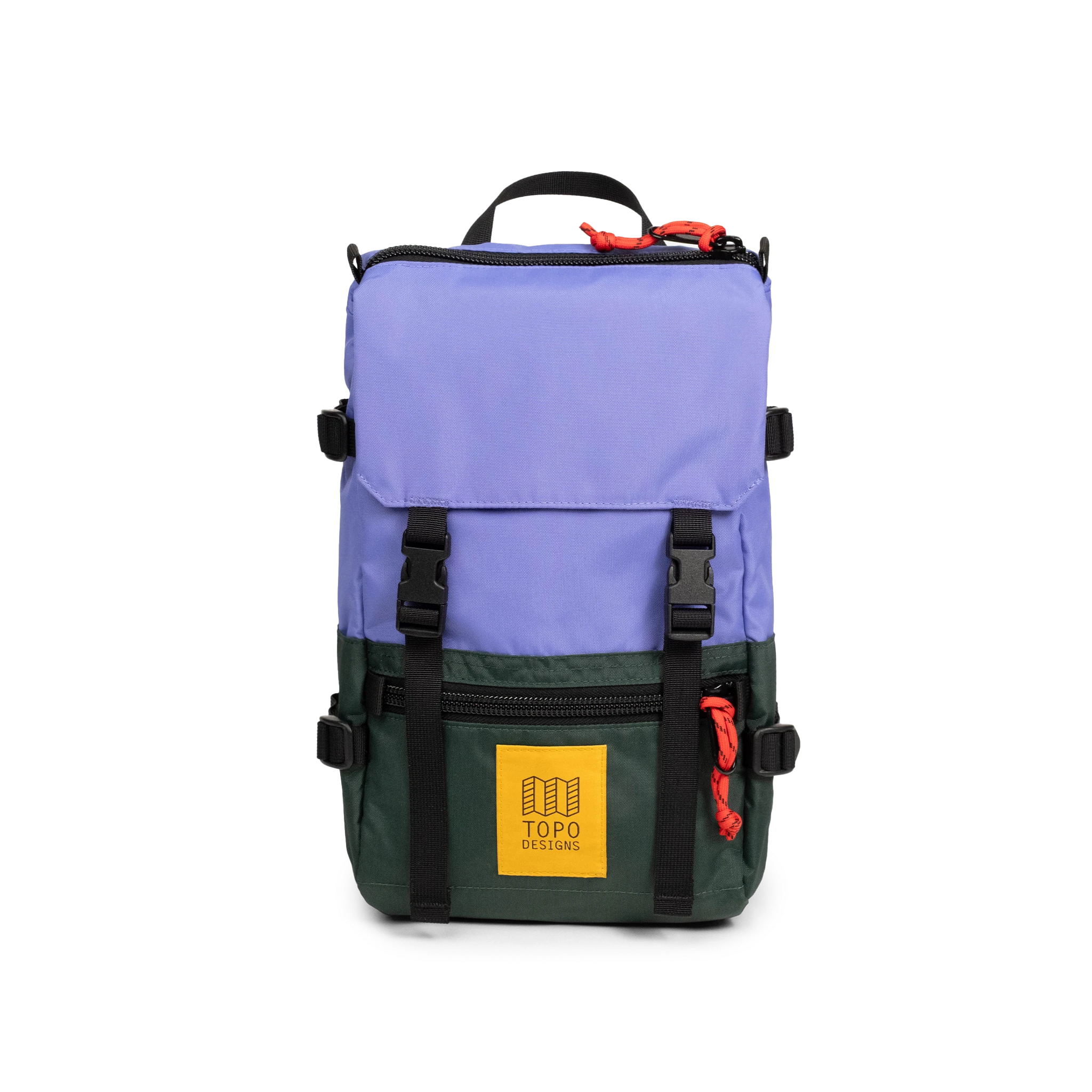 Front View of Topo Designs Rover Pack Mini in "Very Peri / Forest"