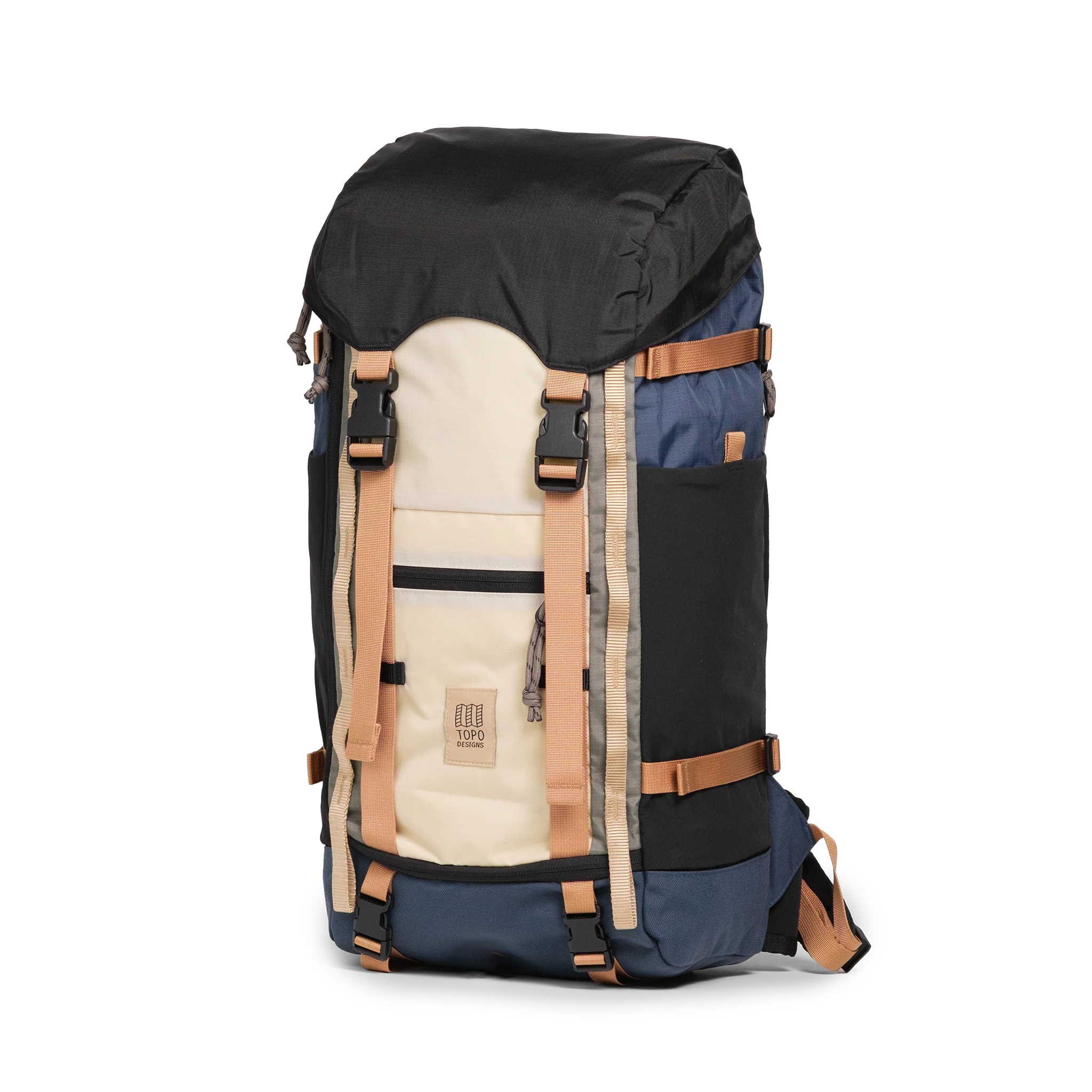 Front View of Topo Designs Rover Trail Pack 22L in "Bone White / Pond Blue"