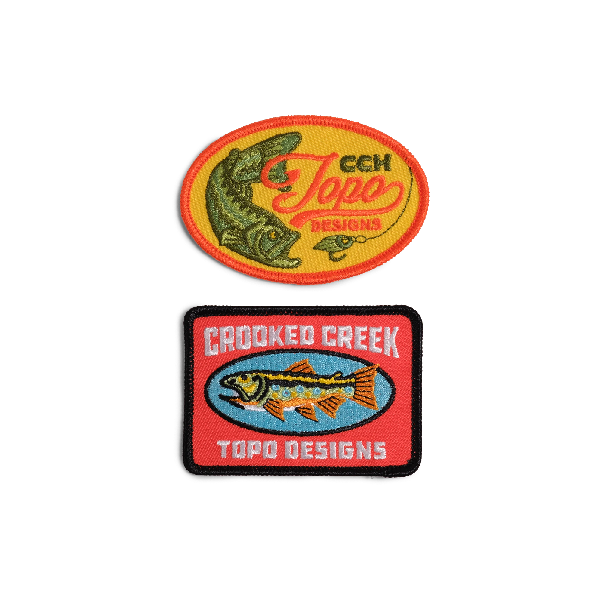 General shot of Topo Designs x CCH x Pine Printshop Patch 2-pack in "Multi"