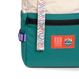 Front detail shot of Topo Designs x Denver Summit Rover Pack Classic "Sandstone / Bone White"