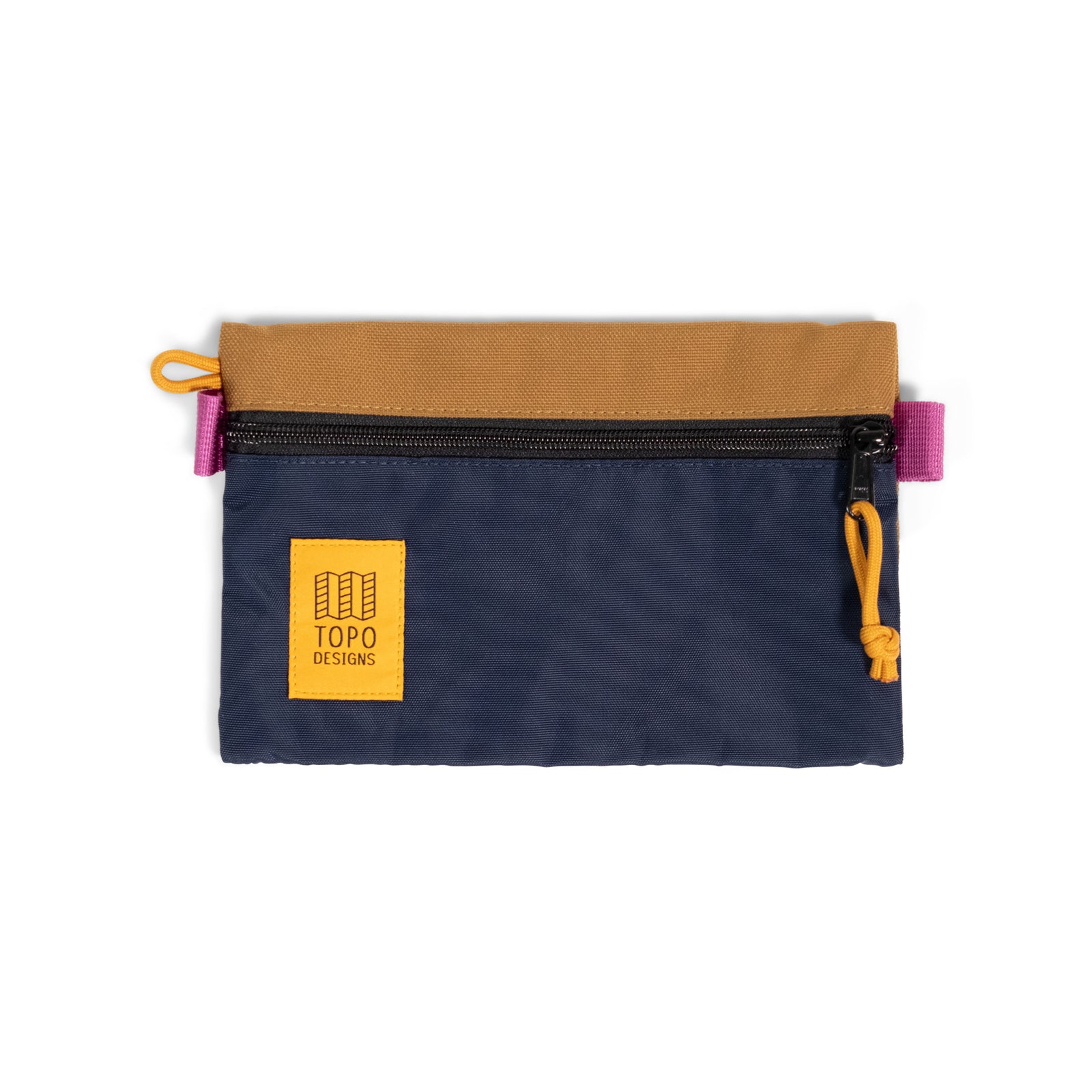 Front View of Topo Designs Accessory Bags in "Small" "Dark Khaki / Navy"