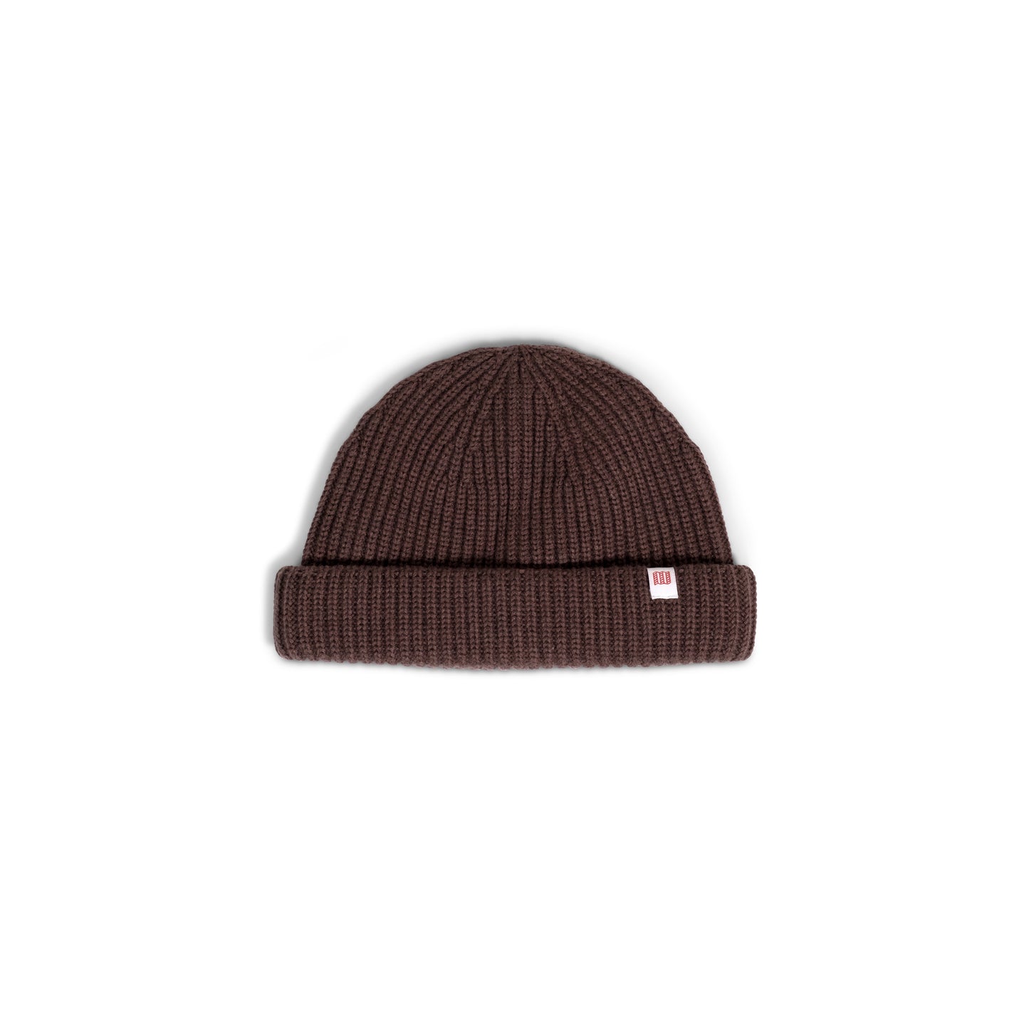 Front View of Topo Designs Global Beanie in "Peppercorn"