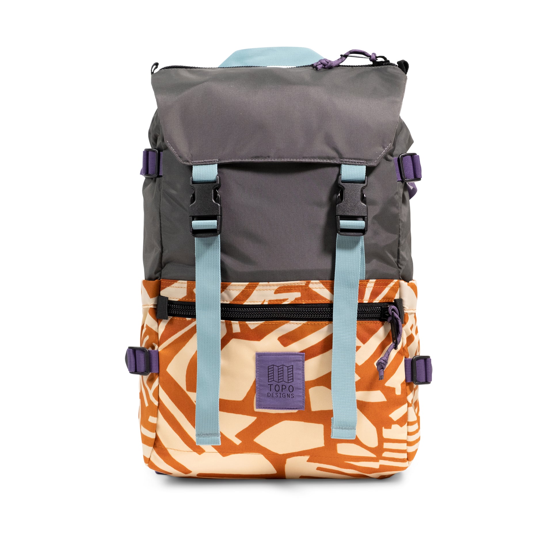 Front View of Topo Designs Rover Pack Classic in "Zion Spice / Asphalt"