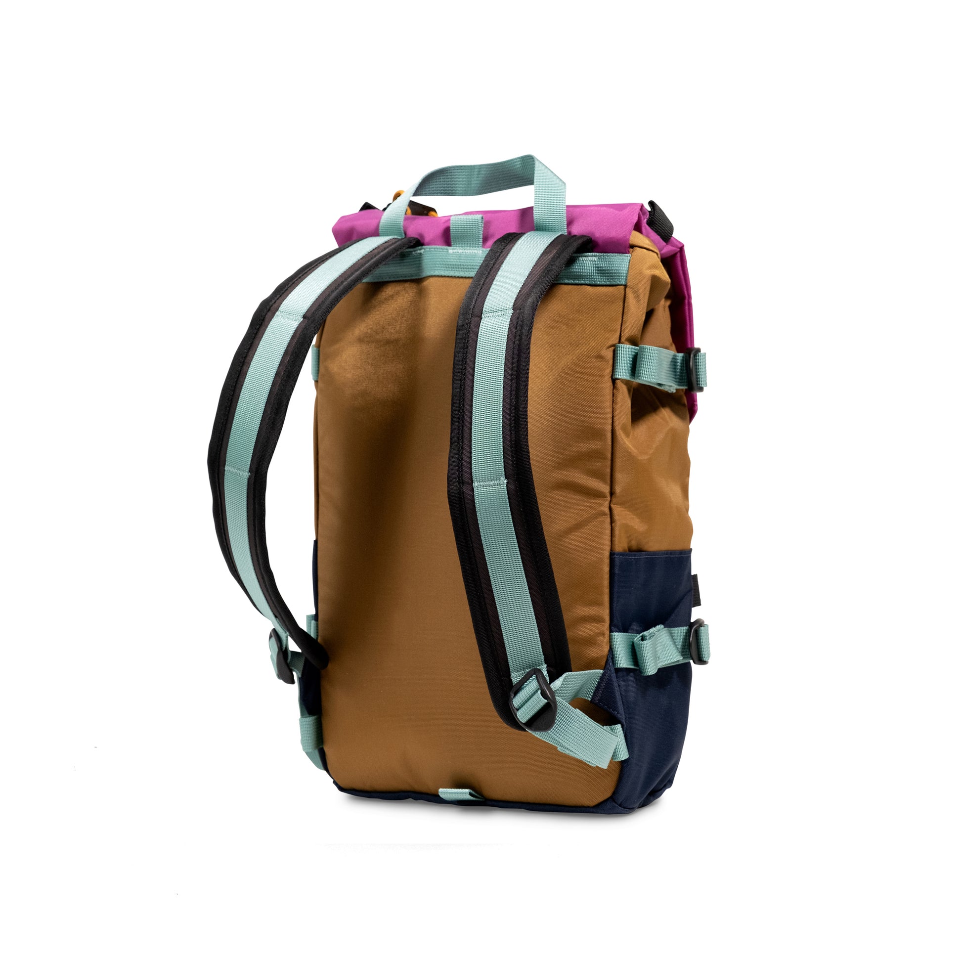 Back View of Topo Designs Rover Pack Mini in "Dark Khaki / Navy"