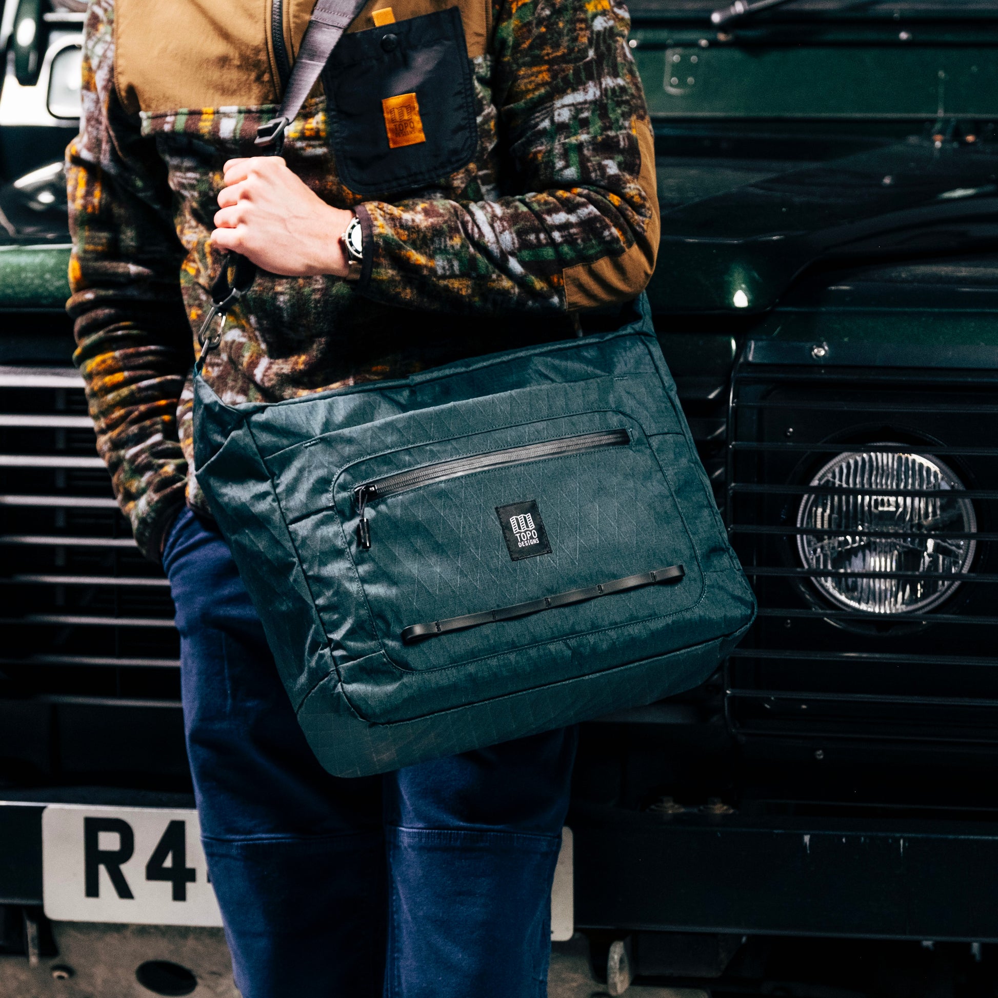 General lifestyle shot of Topo Designs Global Pro Travel Tote