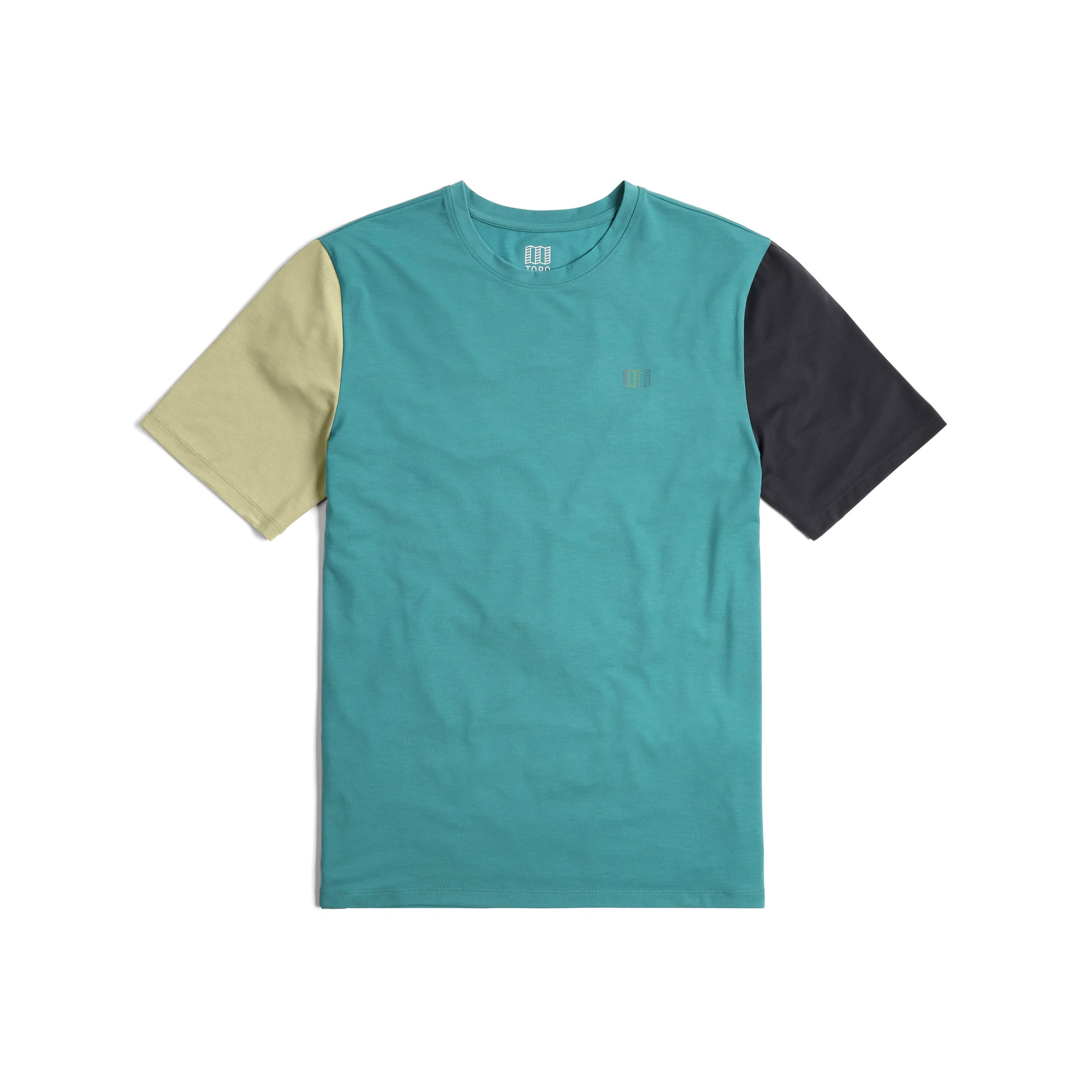 Front View of Topo Designs Global Tek Crew Ss - Men's in "Caribbean"