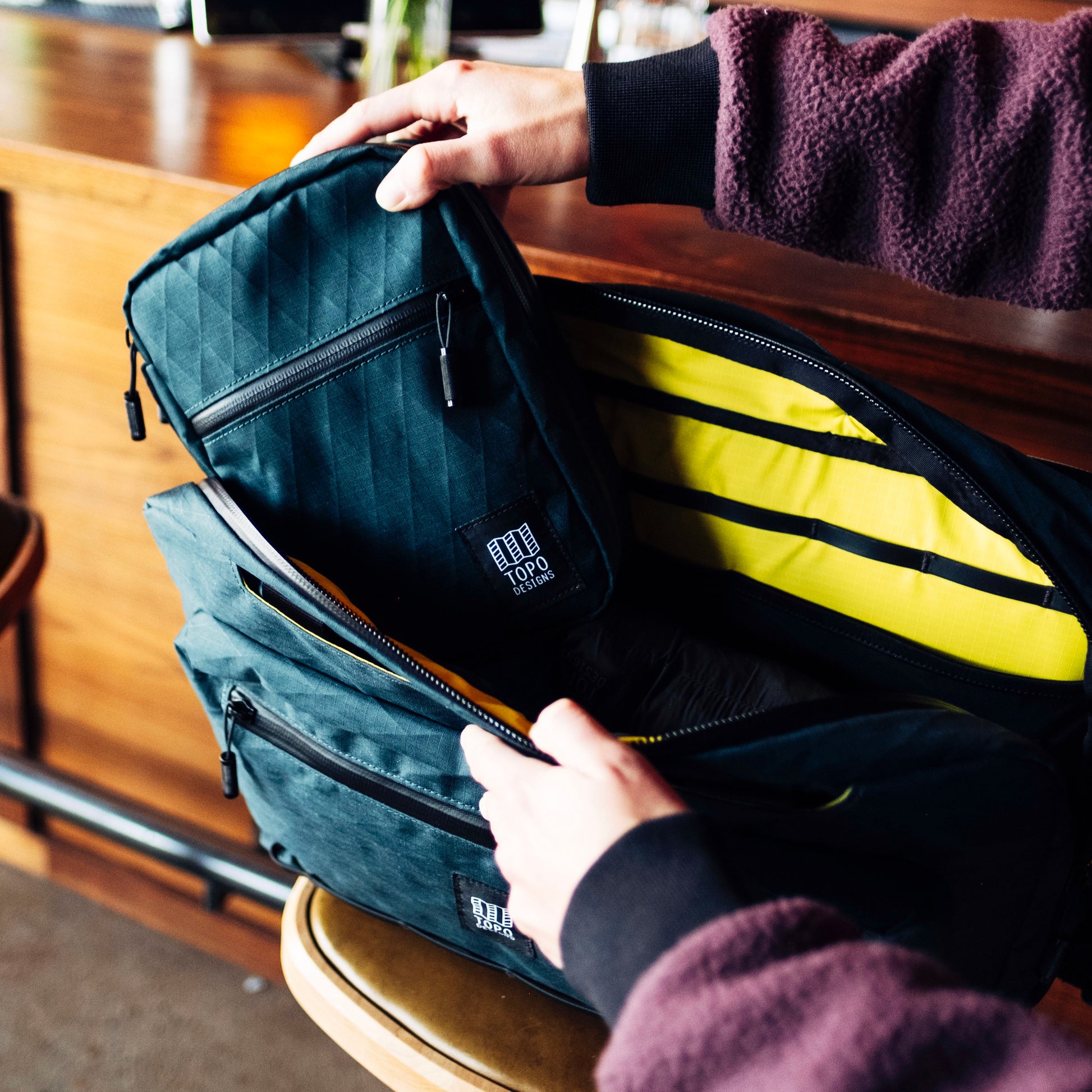 General shot of Topo Designs Tech Case in lifestyle setting