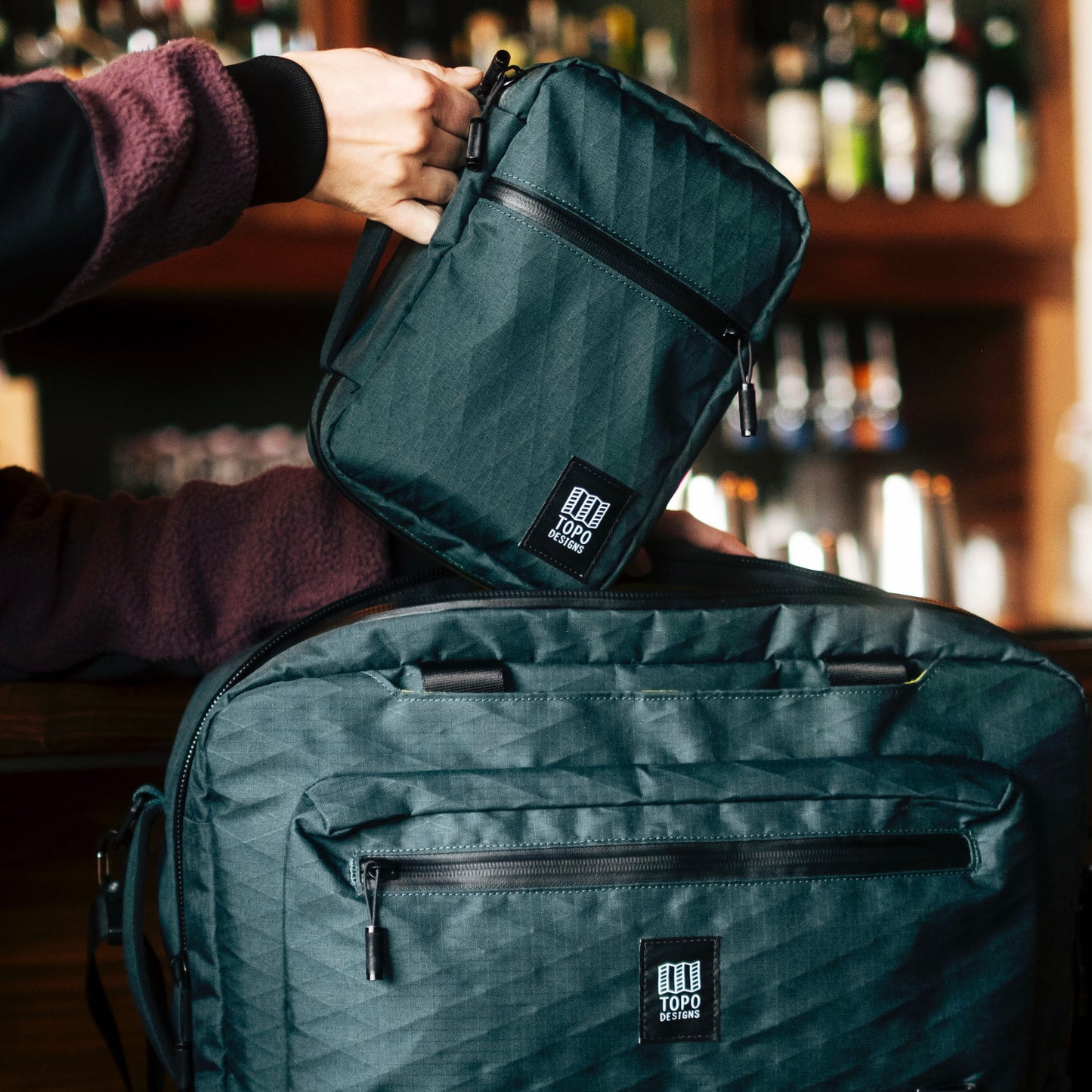 General shot of Topo Designs Tech Case in lifestyle setting