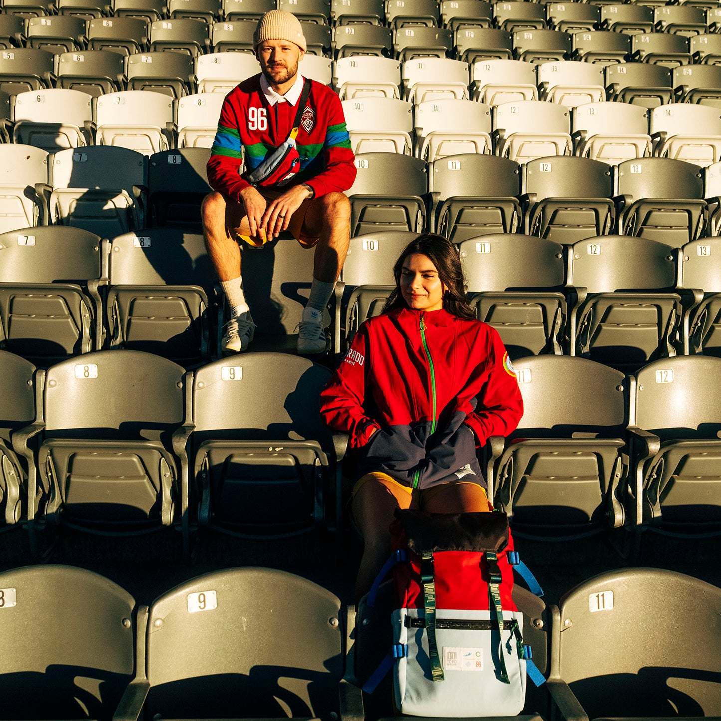 General lifestyle shot of Topo Designs x Colorado Rapids Mountain Rugby Shirt