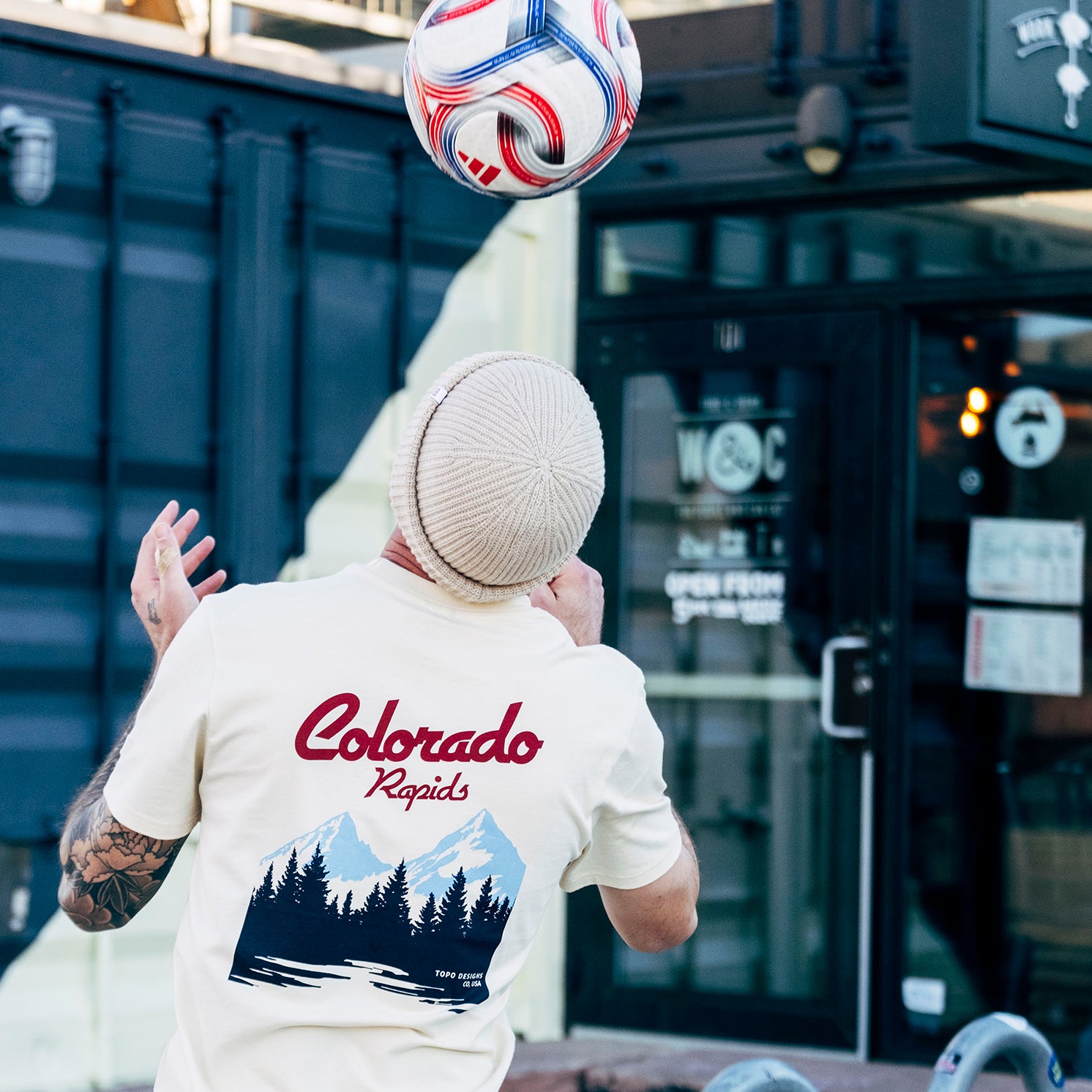 General lifestyle shot of Topo Designs x Colorado Rapids Graphic Tee
