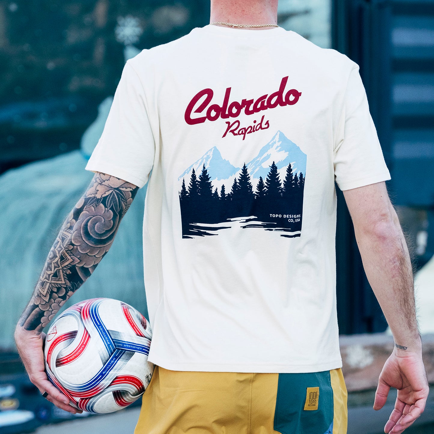 General lifestyle shot of Topo Designs x Colorado Rapids Graphic Tee