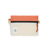 Topo Designs Accessory Bag in "Medium" "Bone White / Coral - Recycled" pink nylon.