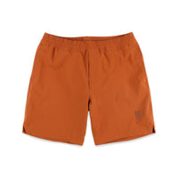Topo Designs Men's Global lightweight quick dry travel Shorts in "Brick" orange.