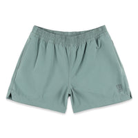 Topo Designs Women's Global lightweight quick dry travel Shorts in "Slate" blue.