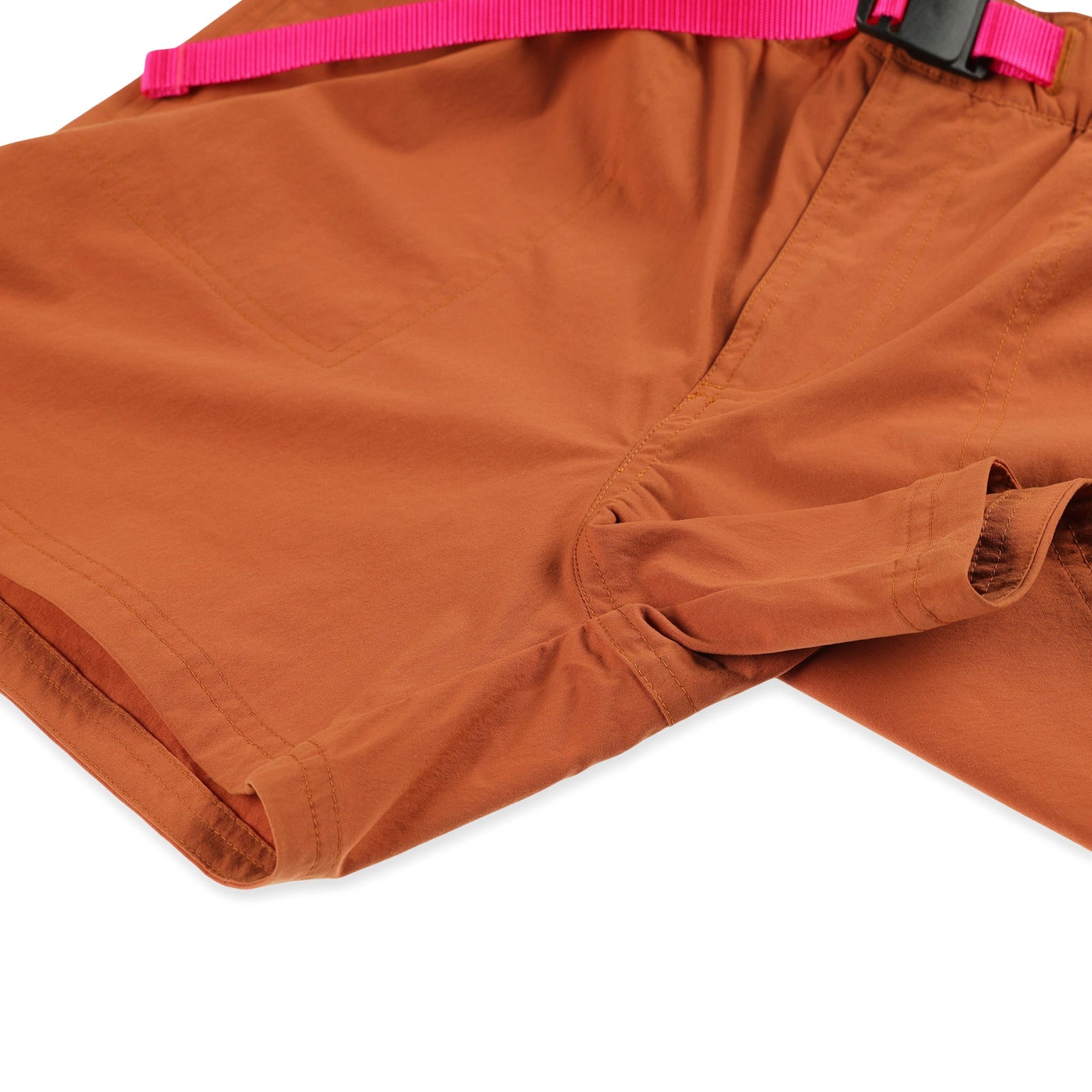 General 4" inseam on Topo Designs Women's River quick-dry swim Shorts in Brick orange.