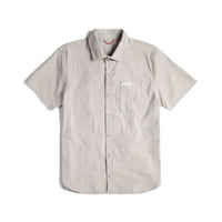 Topo Designs Men's Global Shirt Short Sleeve 30+ UPF rated travel shirt in "Light Gray".