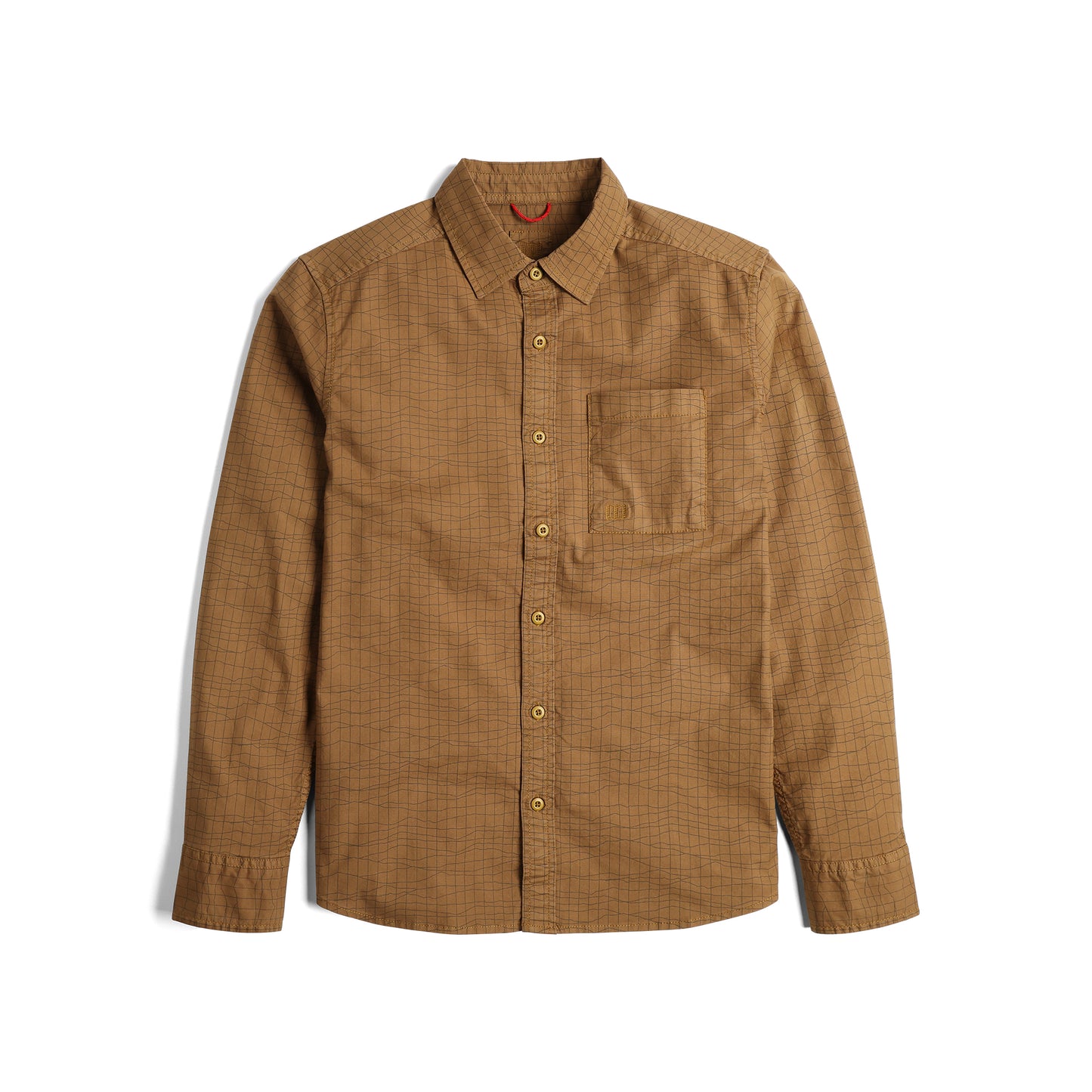 Front View of Topo Designs Dirt Desert Shirt - Men's  in "Dark Khaki Terrain"