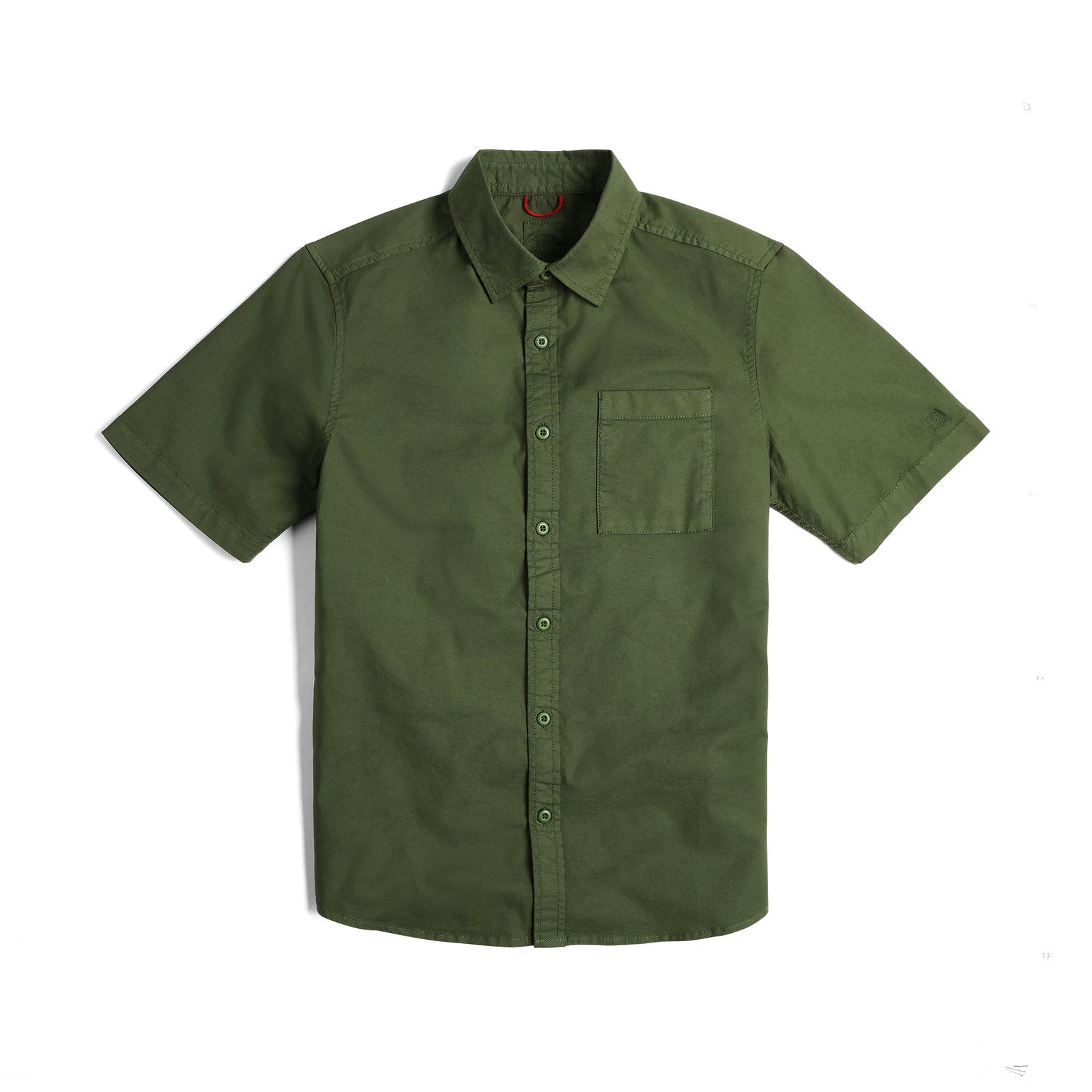 Front View of Topo Designs Dirt Desert Shirt Ss - Men's in "Olive"