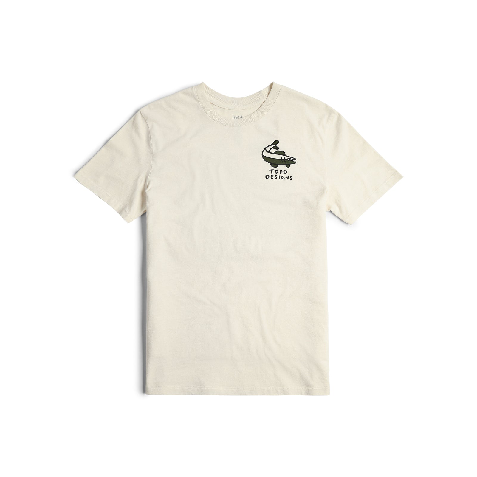 Front View of Topo Designs Poudre River Tee - Men's in "Natural"