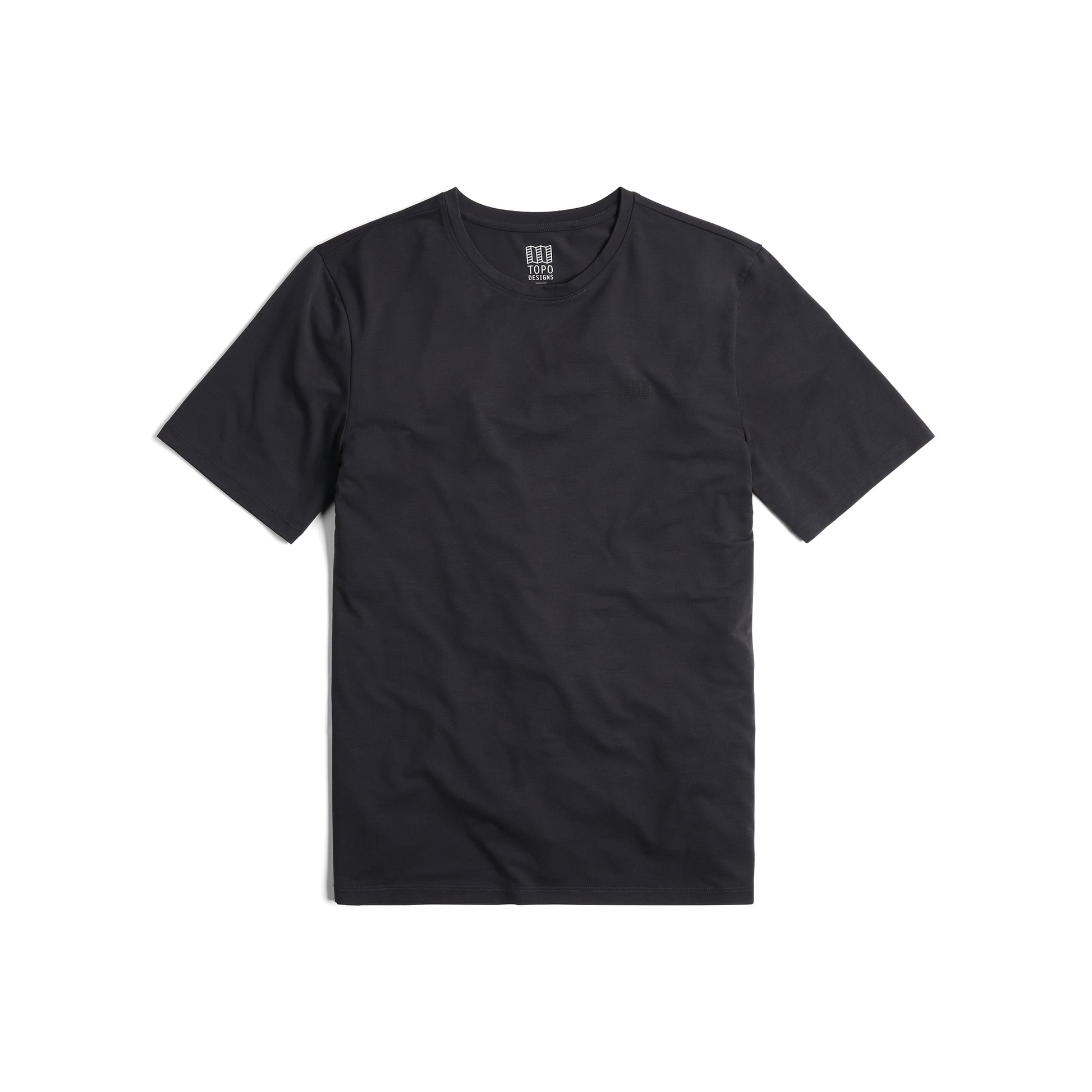 Front View of Topo Designs Global Tek Crew Ss - Men's in "Black"