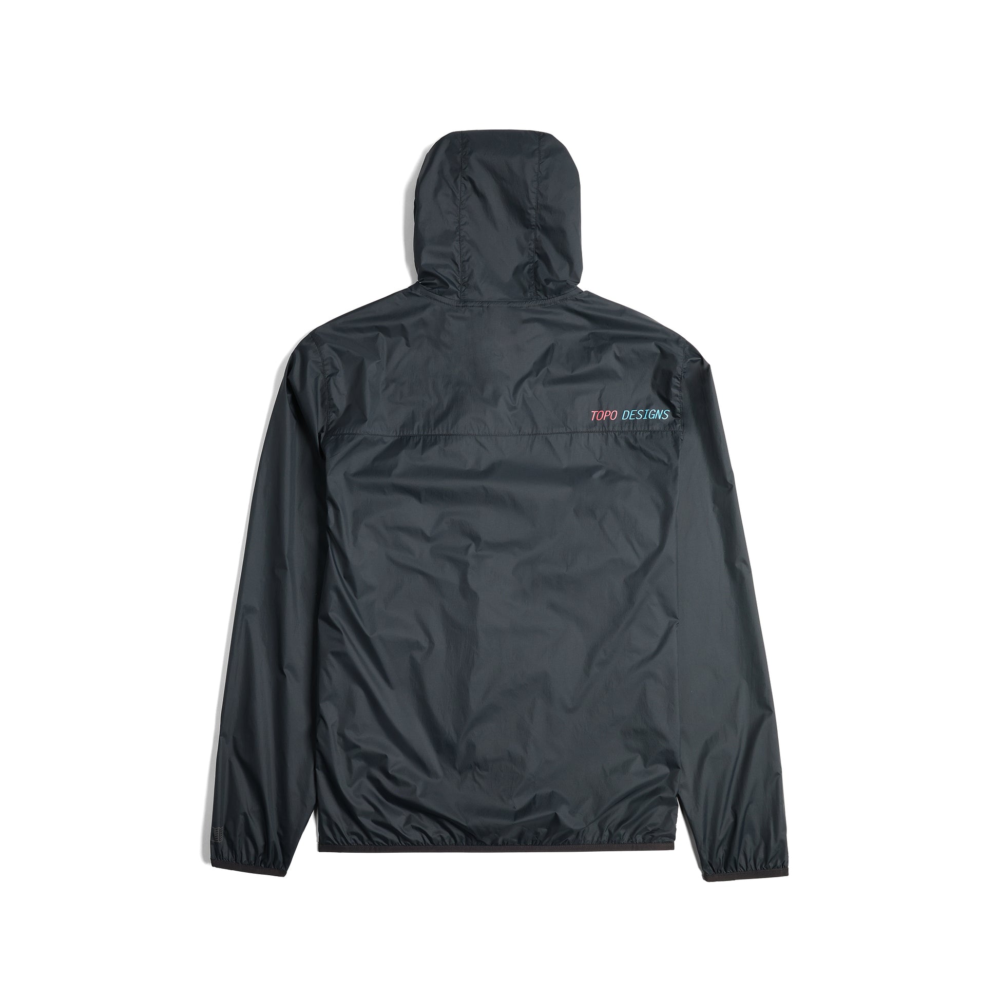 Back View of Topo Designs Global Ultralight Packable Jacket - Men's in "Black"