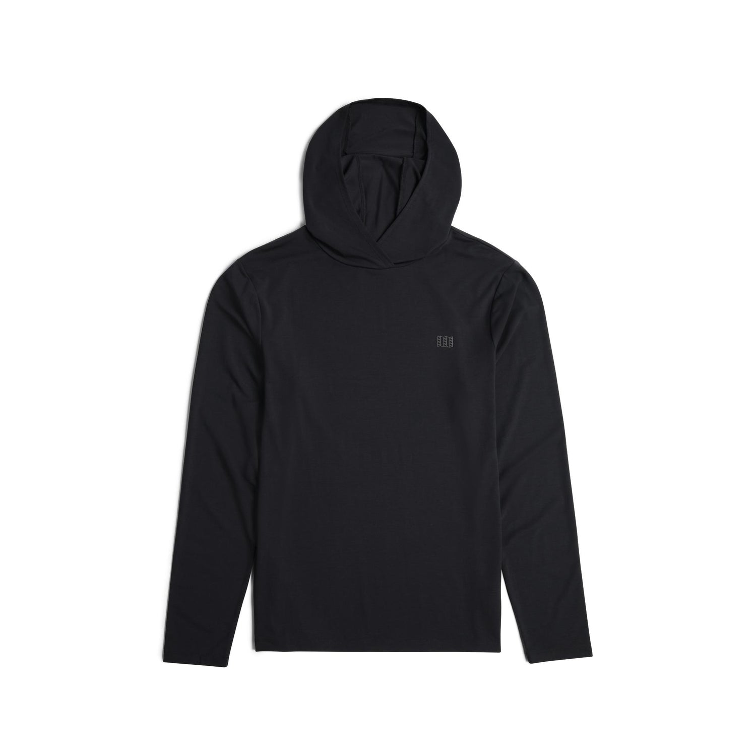 Front View of Topo Designs Global Tek Hoodie - Men's in "Black"