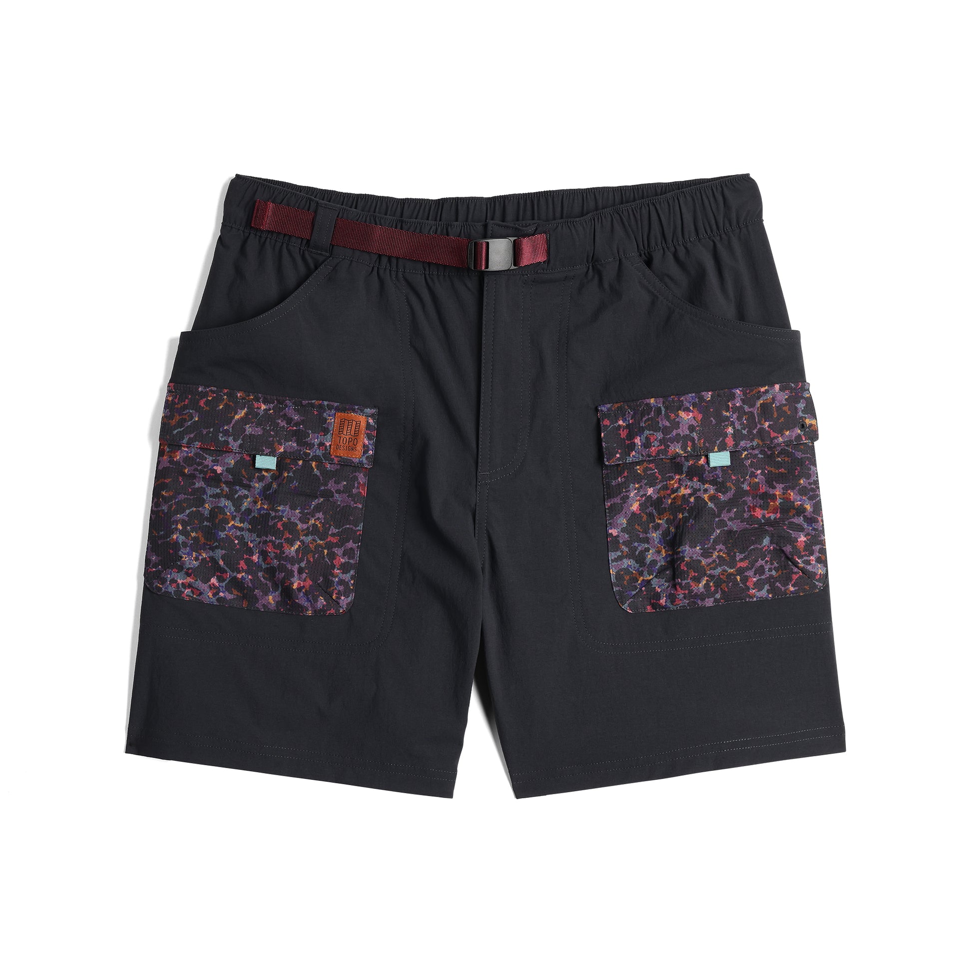 Front View of Topo Designs Retro River Shorts - Men's in "Black / Black Meteor"