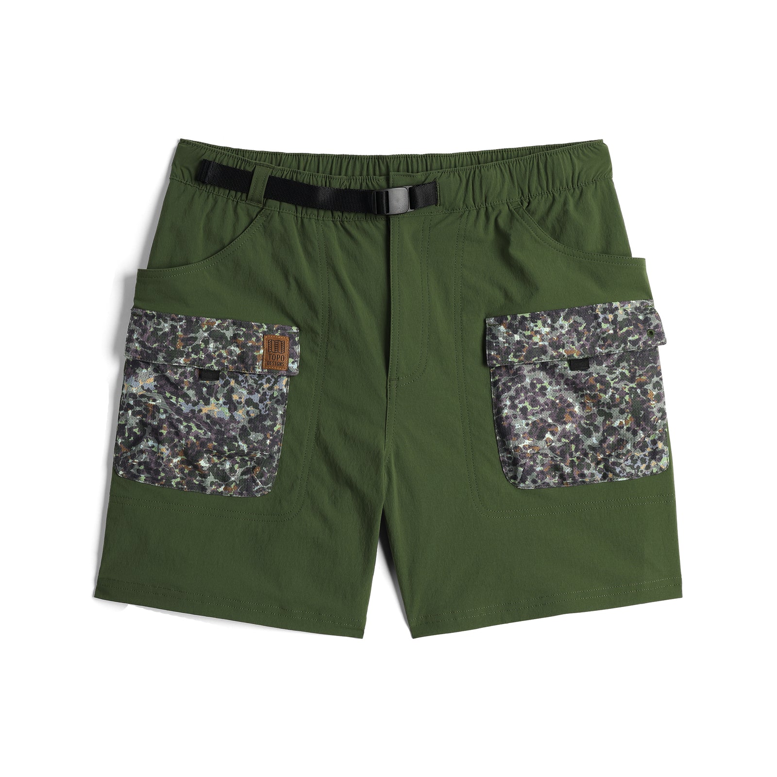 Front View of Topo Designs Retro River Shorts - Men's in "Olive / Olive Meteor"