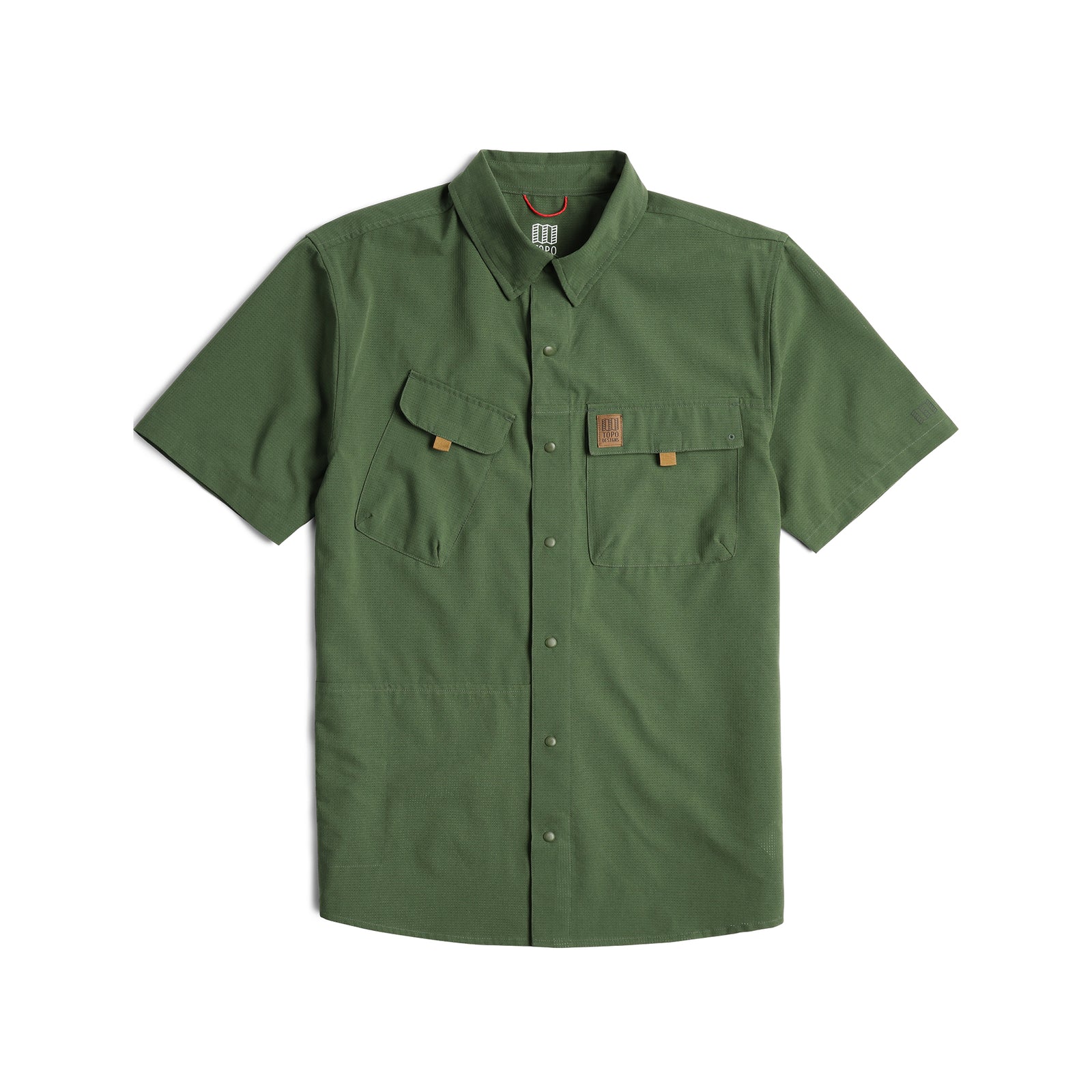 Front View of Topo Designs Retro River Shirt Ss - Men's in "Olive"