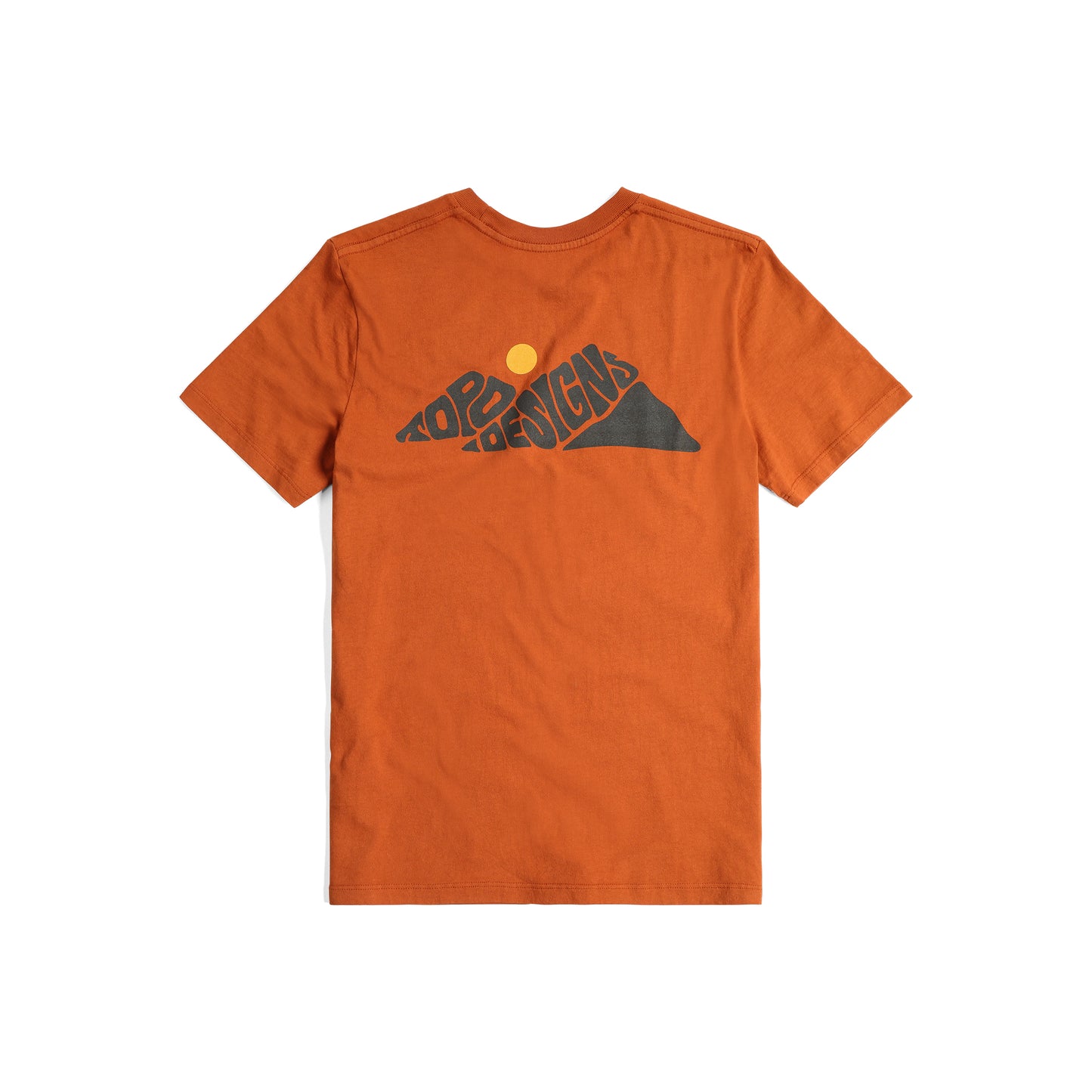 Back View of Topo Designs Rugged Peaks Tee - Men's in "Clay"