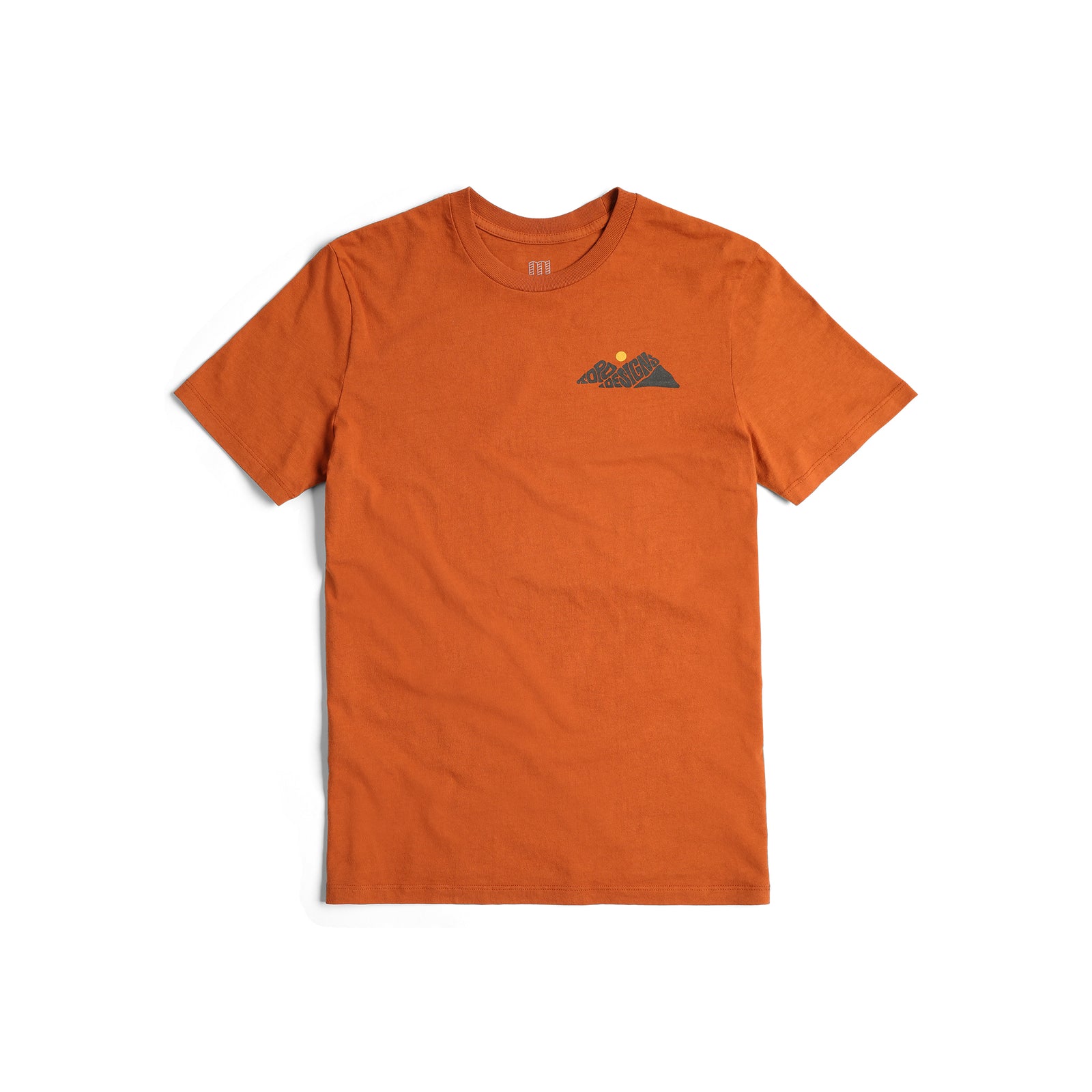 Front View of Topo Designs Rugged Peaks Tee - Men's in "Clay"