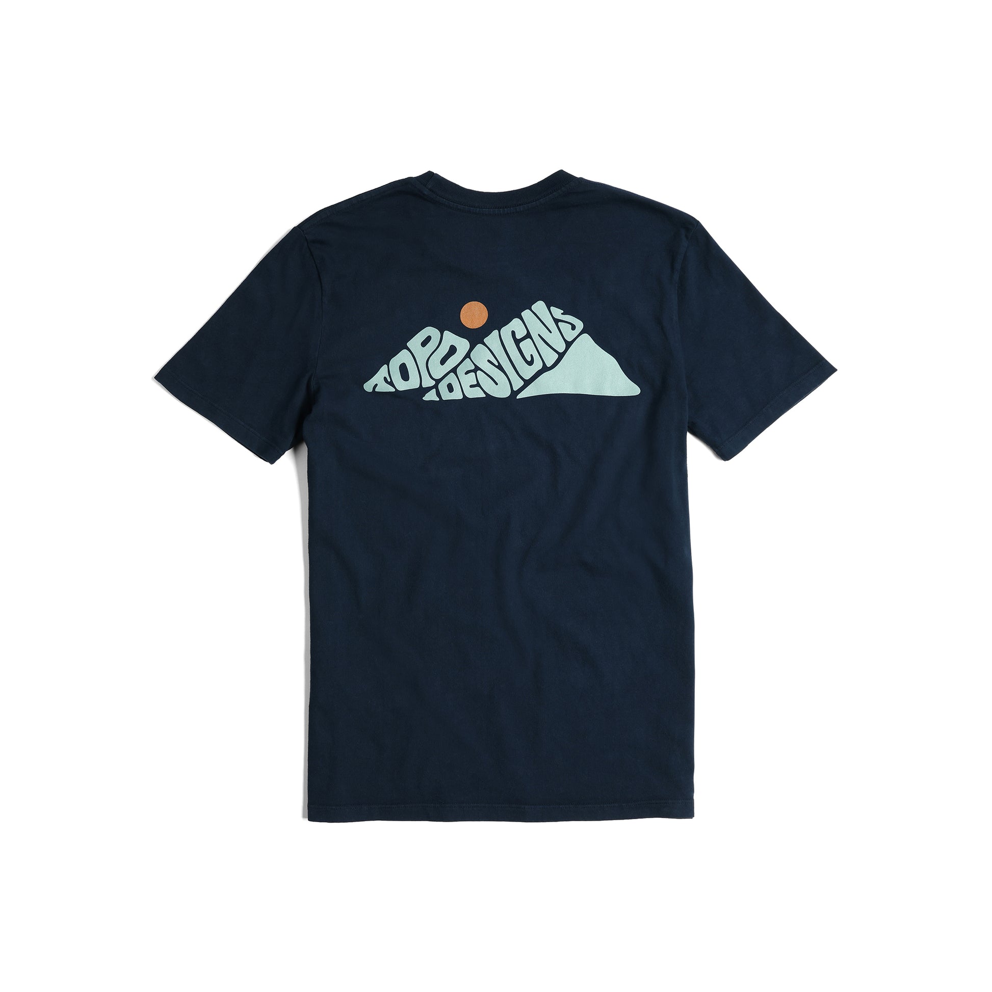 Back View of Topo Designs Rugged Peaks Tee - Men's in "Navy"