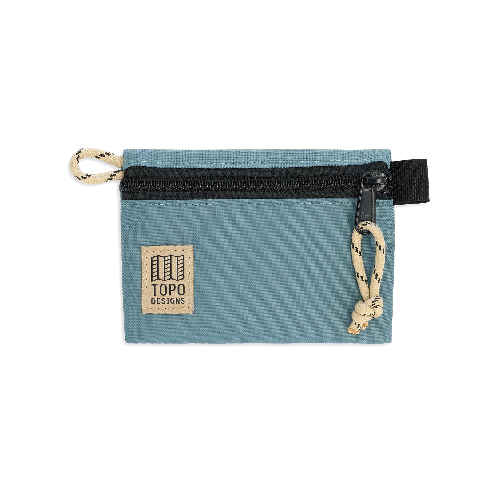 Front View of Topo Designs Accessory Bags in "Micro" "Sea Pine"