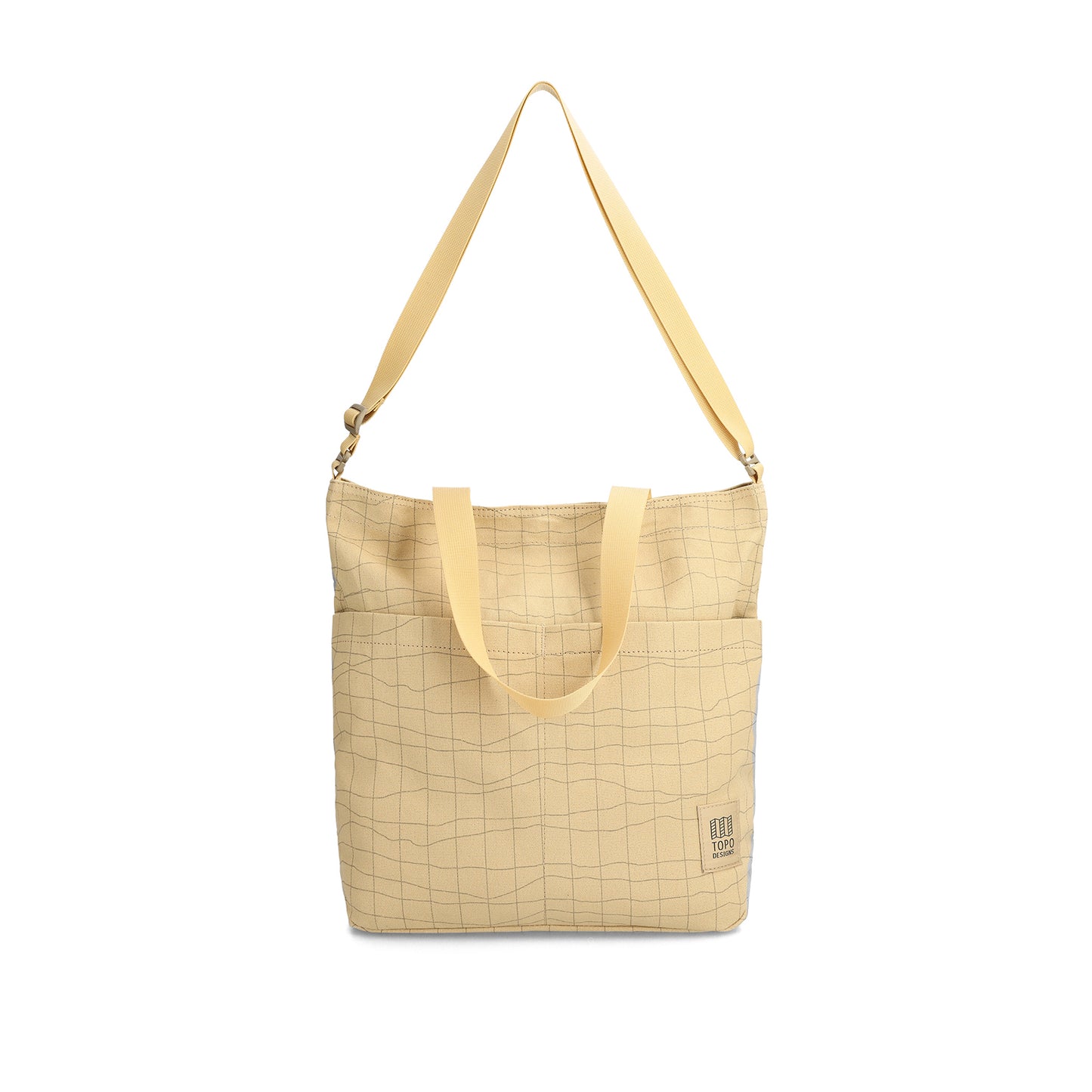 Front View of Topo Designs Dirt Tote in "Sahara Terrain"