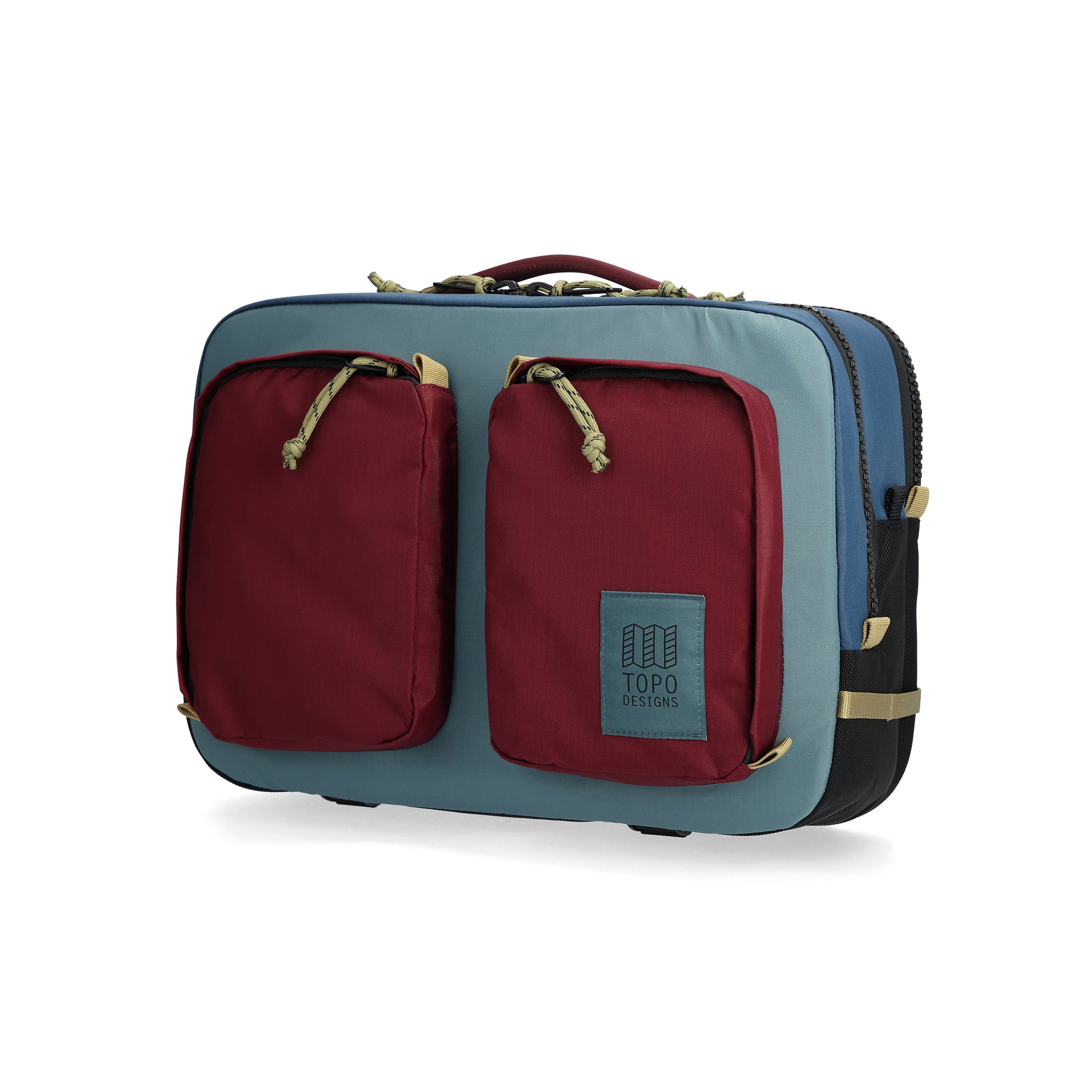 Front View of Topo Designs Global Briefcase  in "Dark Denim / Burgundy"