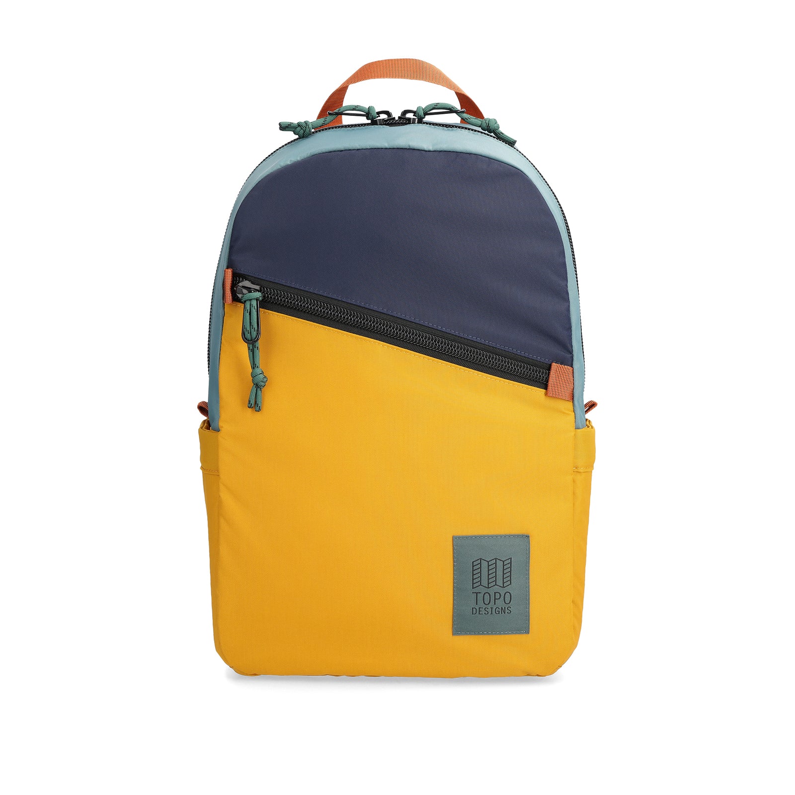 Front View of Topo Designs Light Pack in "Navy / Mustard"