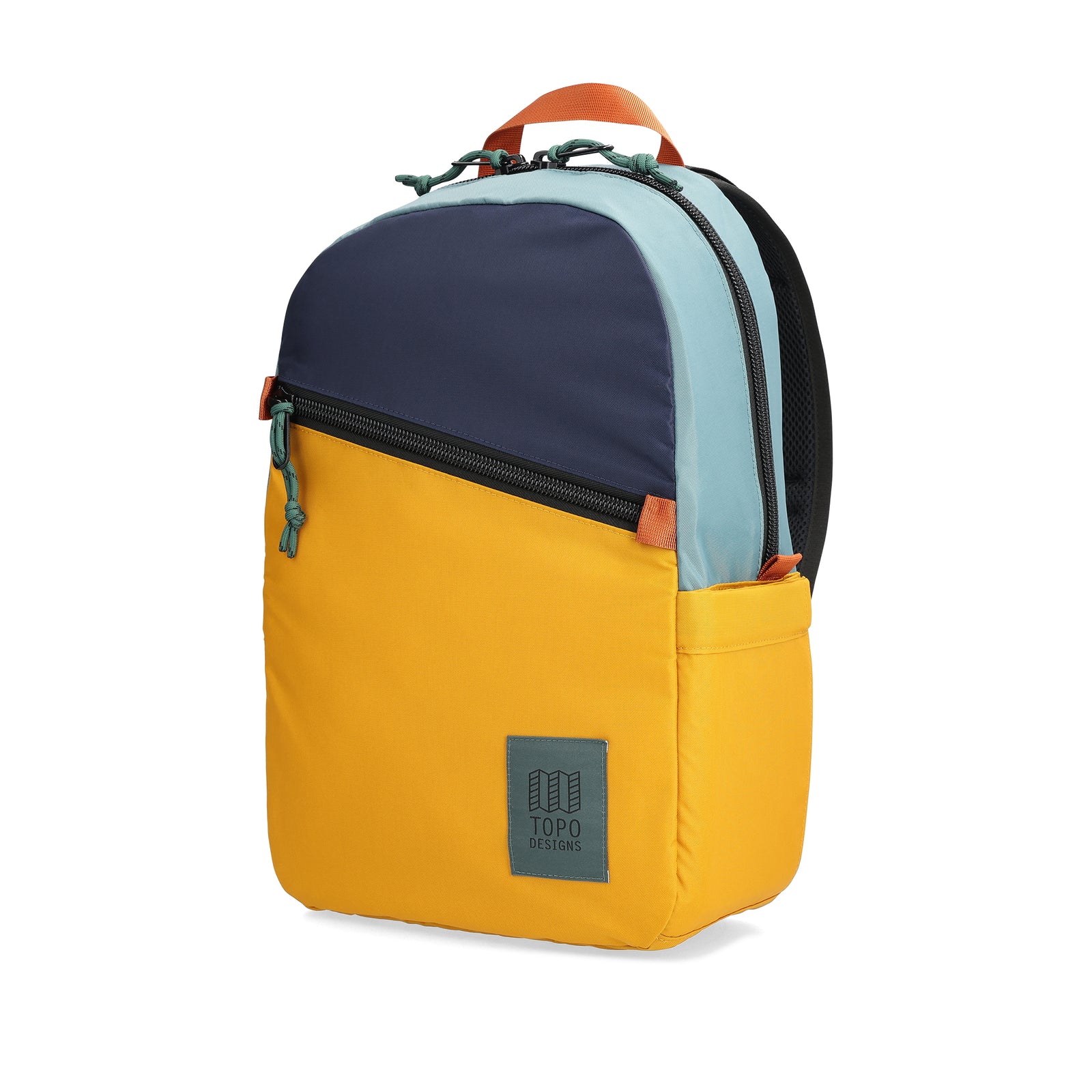 Front View of Topo Designs Light Pack in "Navy / Mustard"