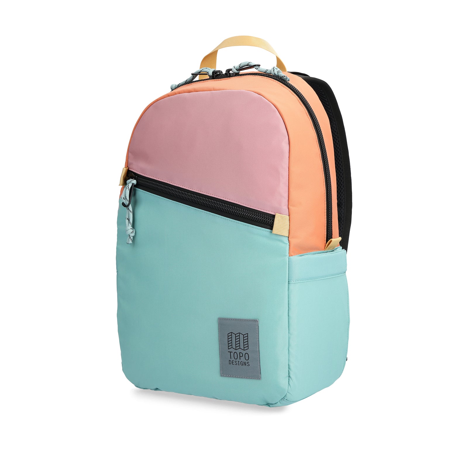 Front View of Topo Designs Light Pack in "Rose / Geode Green"