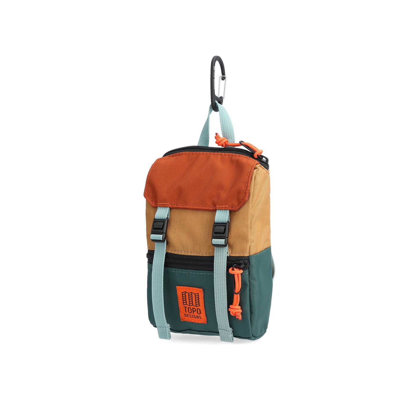 Front View of Topo Designs Rover Pack Micro in "Khaki / Forest"