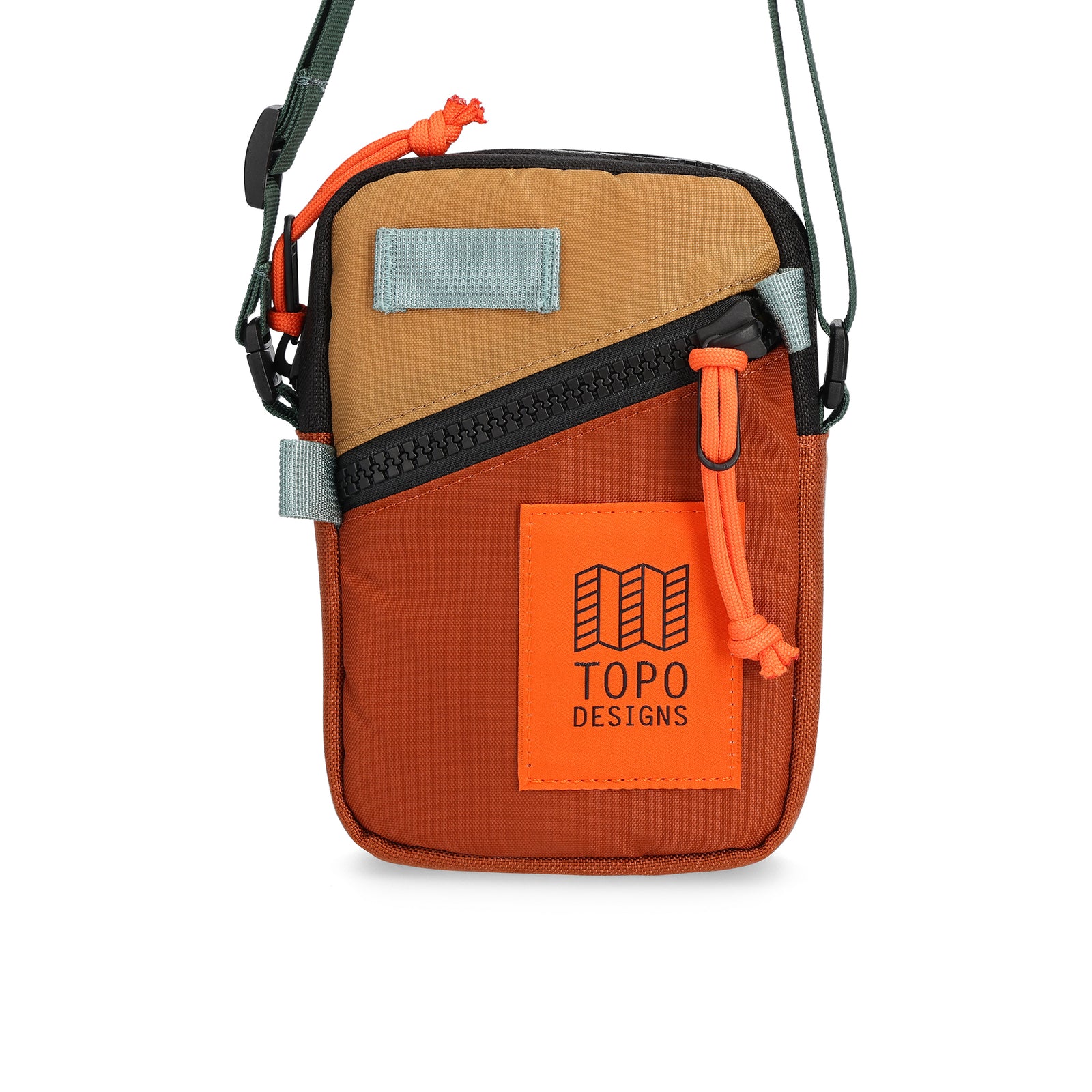 Front View of Topo Designs Mini Shoulder Bag in "Clay / Khaki"