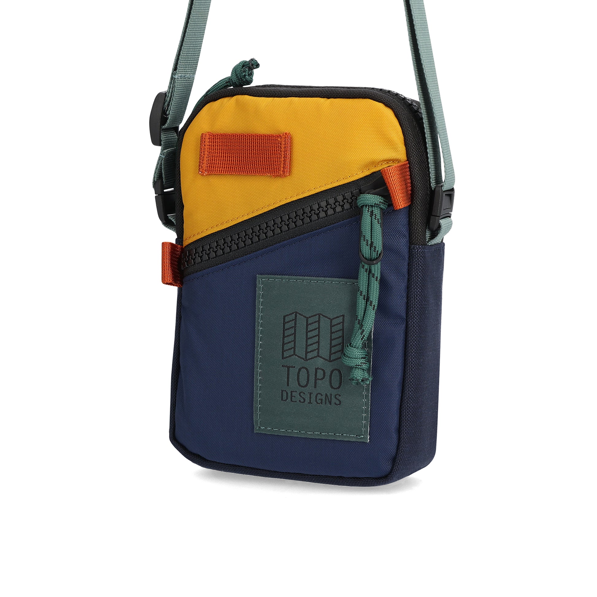 Front View of Topo Designs Mini Shoulder Bag in "Navy / Mustard"