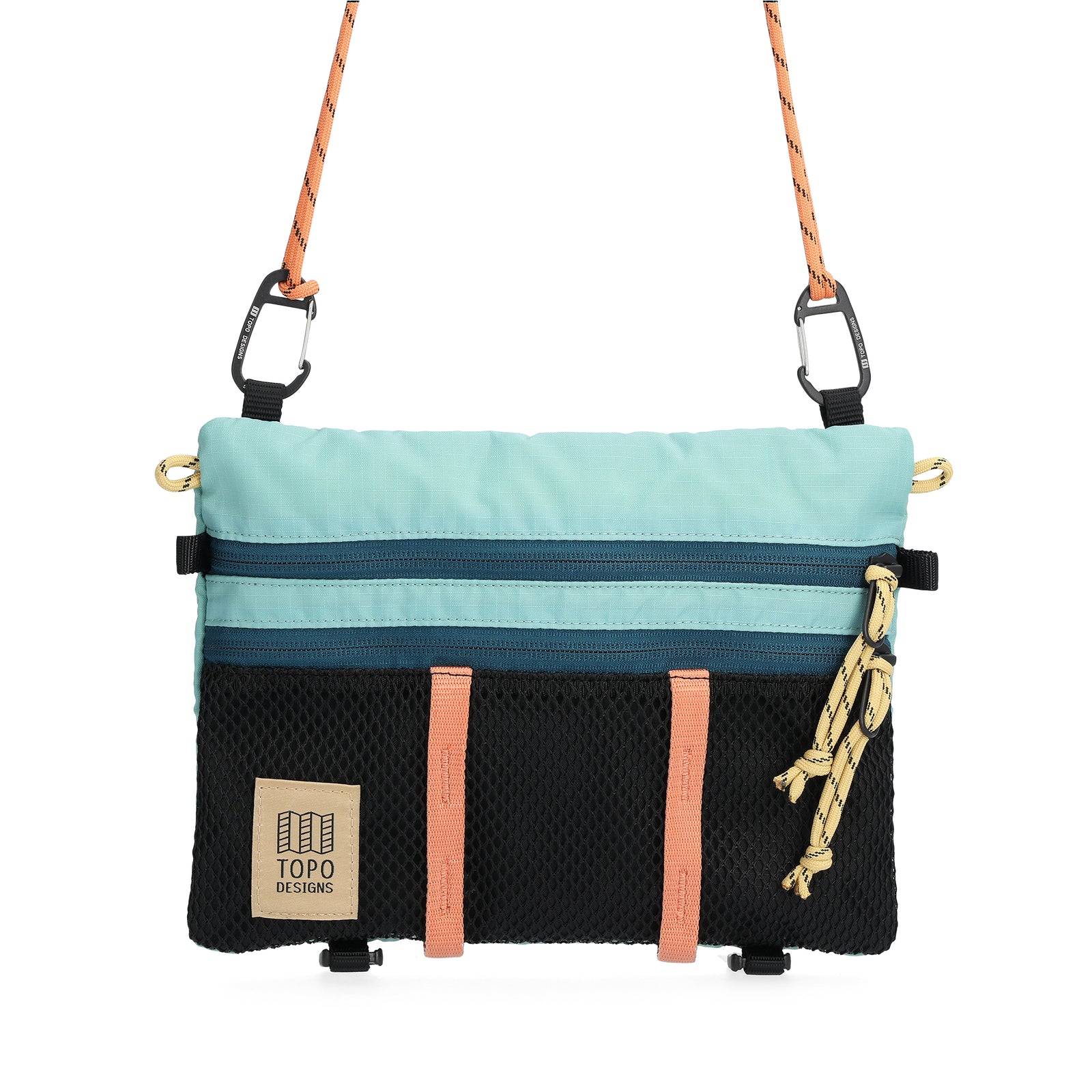 Front View of Topo Designs Mountain Accessory Shoulder Bag in "Geode Green / Black"