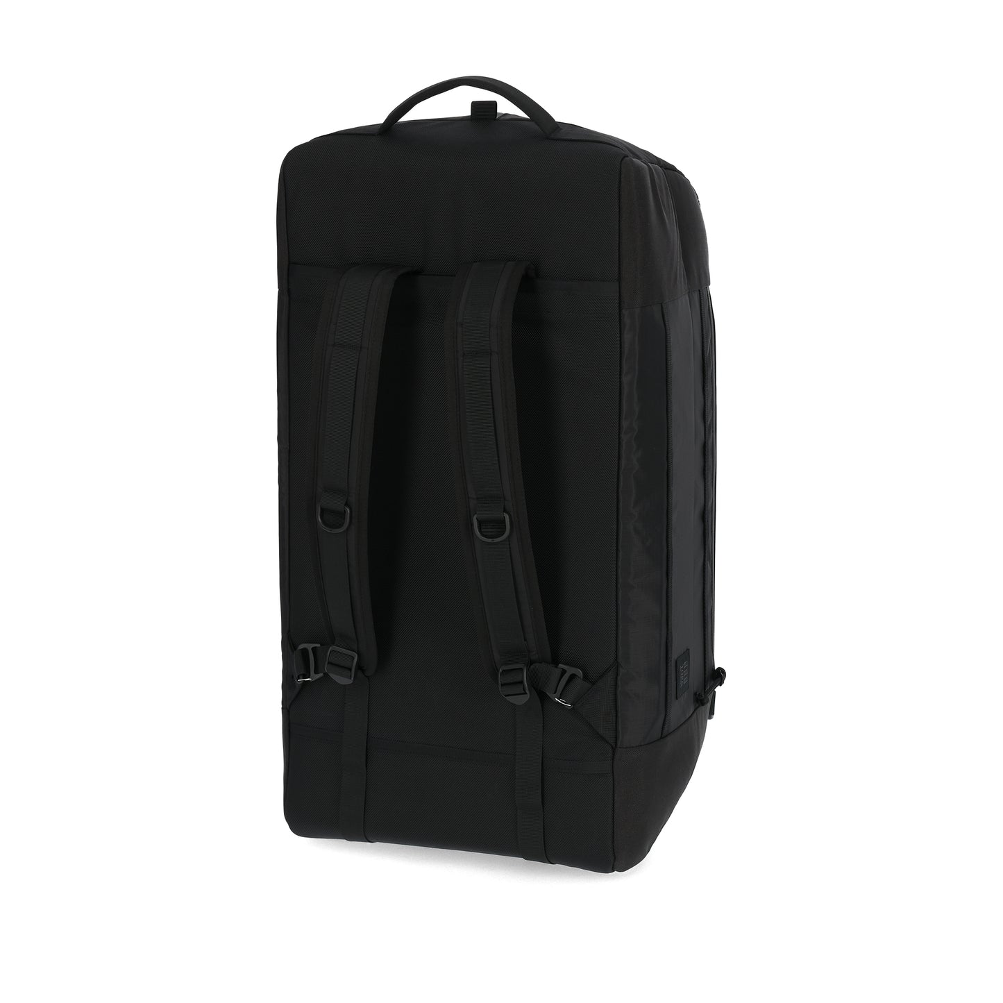 Back View of Topo Designs Mountain Duffel 70L in "Black / Black"